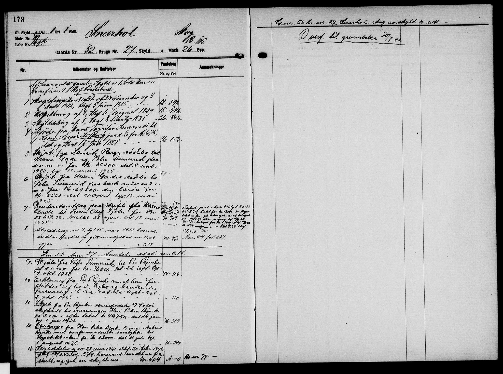 Solør tingrett, AV/SAH-TING-008/H/Ha/Hak/L0004: Panteregister nr. IV, 1900-1935, s. 173