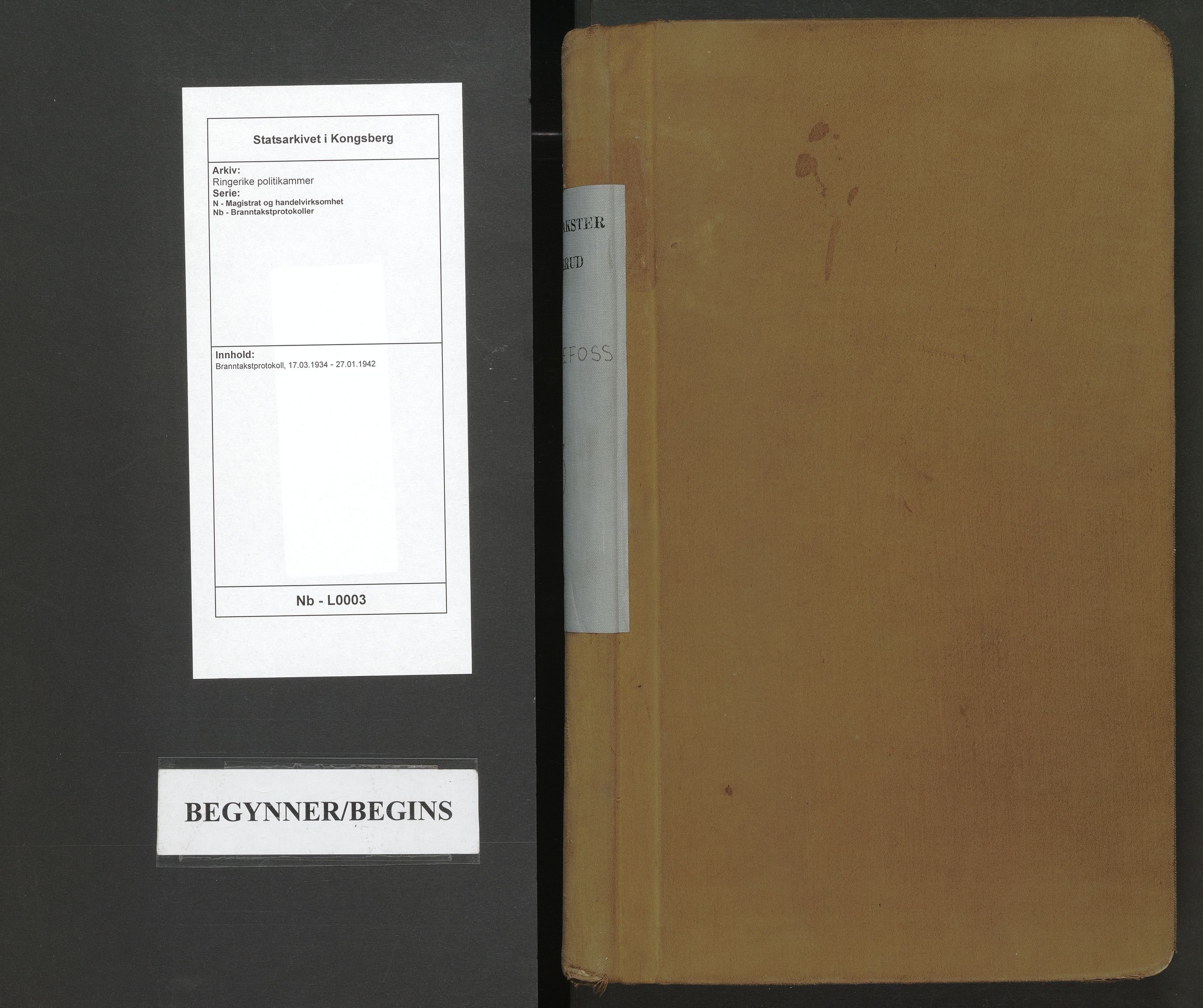 Ringerike politikammer, SAKO/A-622/N/Nb/L0003: Branntakstprotokoll, 1934-1942