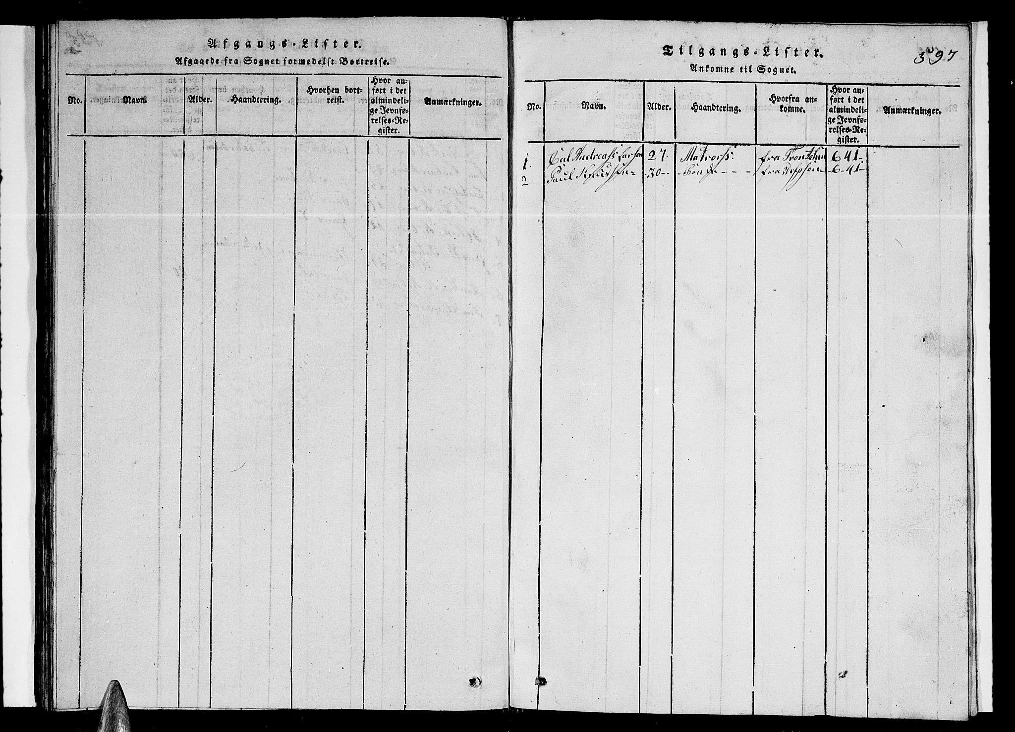 Ministerialprotokoller, klokkerbøker og fødselsregistre - Nordland, SAT/A-1459/839/L0571: Klokkerbok nr. 839C01, 1820-1840, s. 596-597