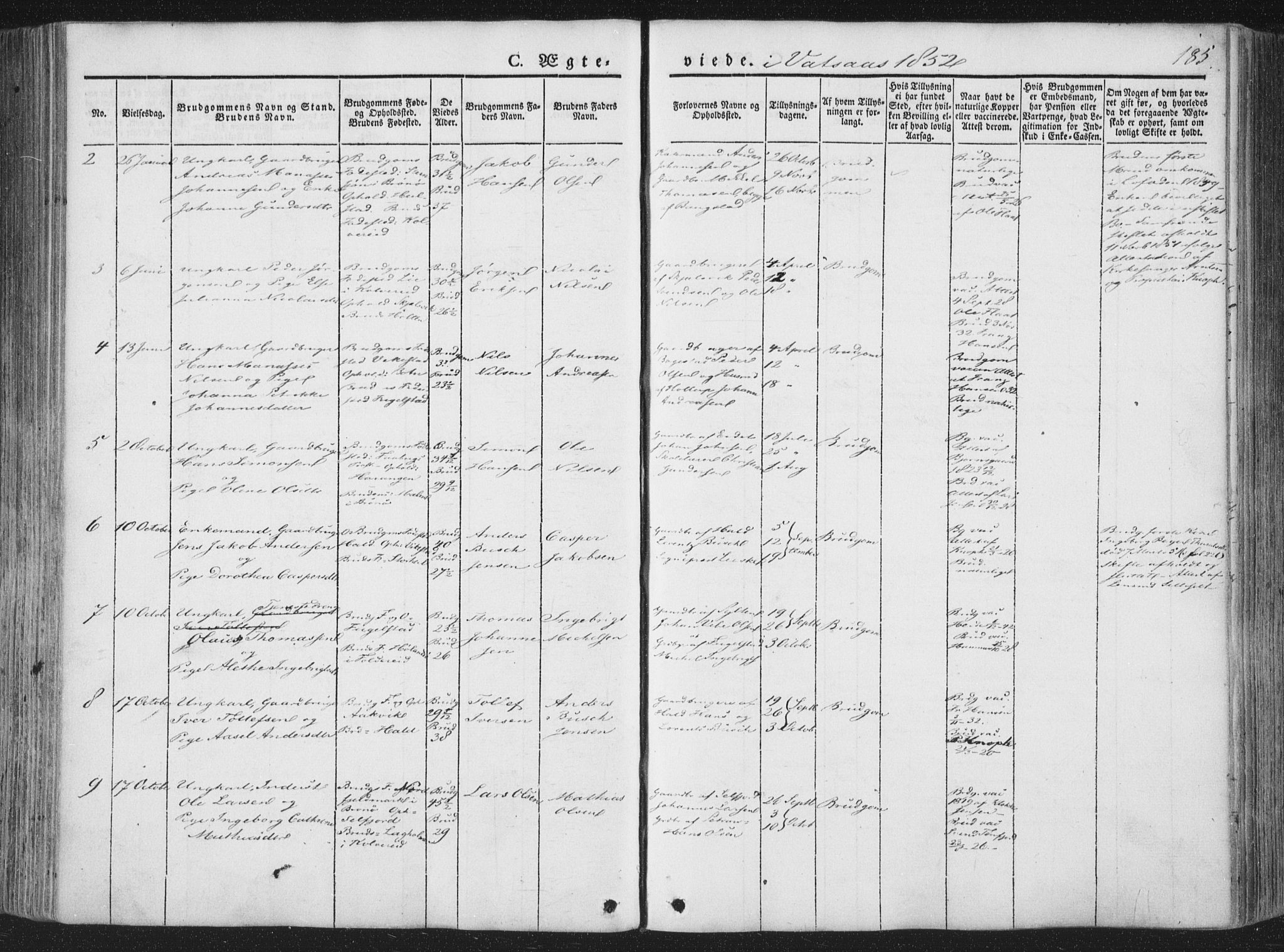 Ministerialprotokoller, klokkerbøker og fødselsregistre - Nordland, SAT/A-1459/810/L0144: Ministerialbok nr. 810A07 /1, 1841-1862, s. 185