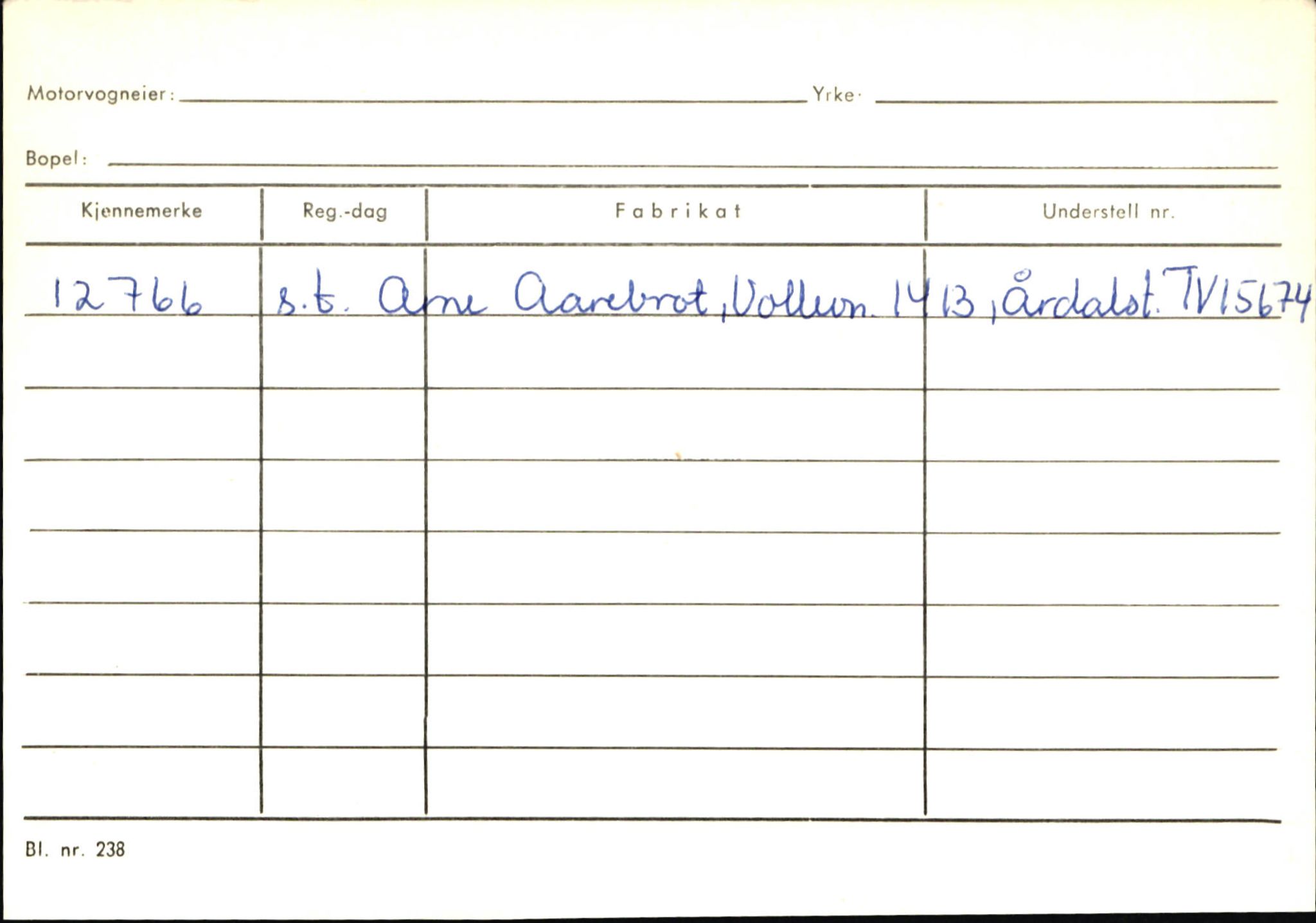 Statens vegvesen, Sogn og Fjordane vegkontor, AV/SAB-A-5301/4/F/L0145: Registerkort Vågsøy S-Å. Årdal I-P, 1945-1975, s. 1270