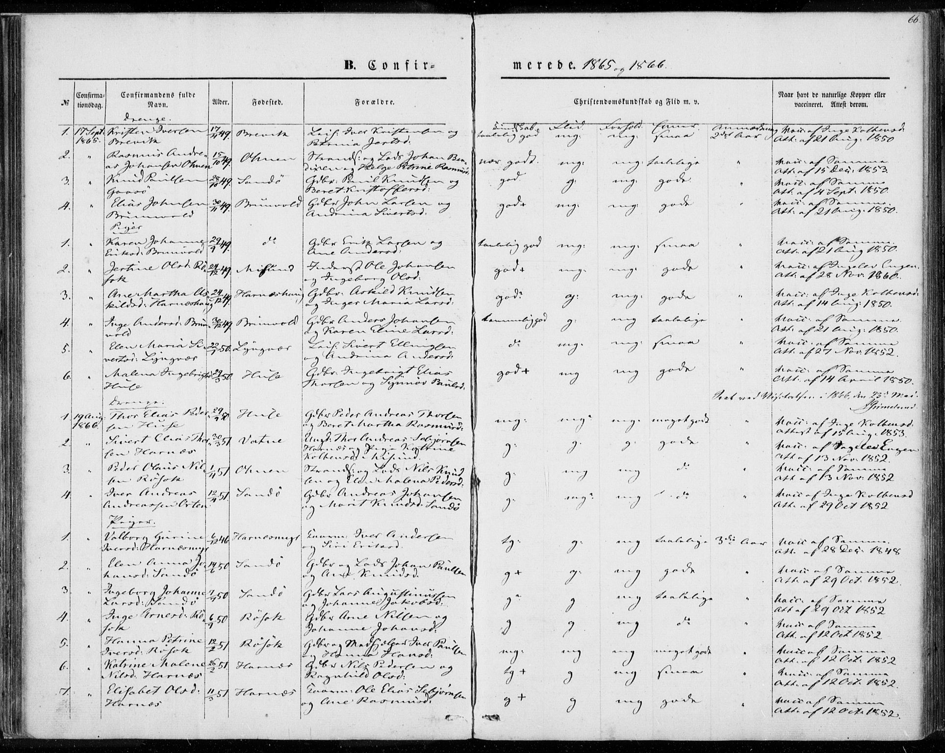 Ministerialprotokoller, klokkerbøker og fødselsregistre - Møre og Romsdal, AV/SAT-A-1454/561/L0728: Ministerialbok nr. 561A02, 1858-1878, s. 66