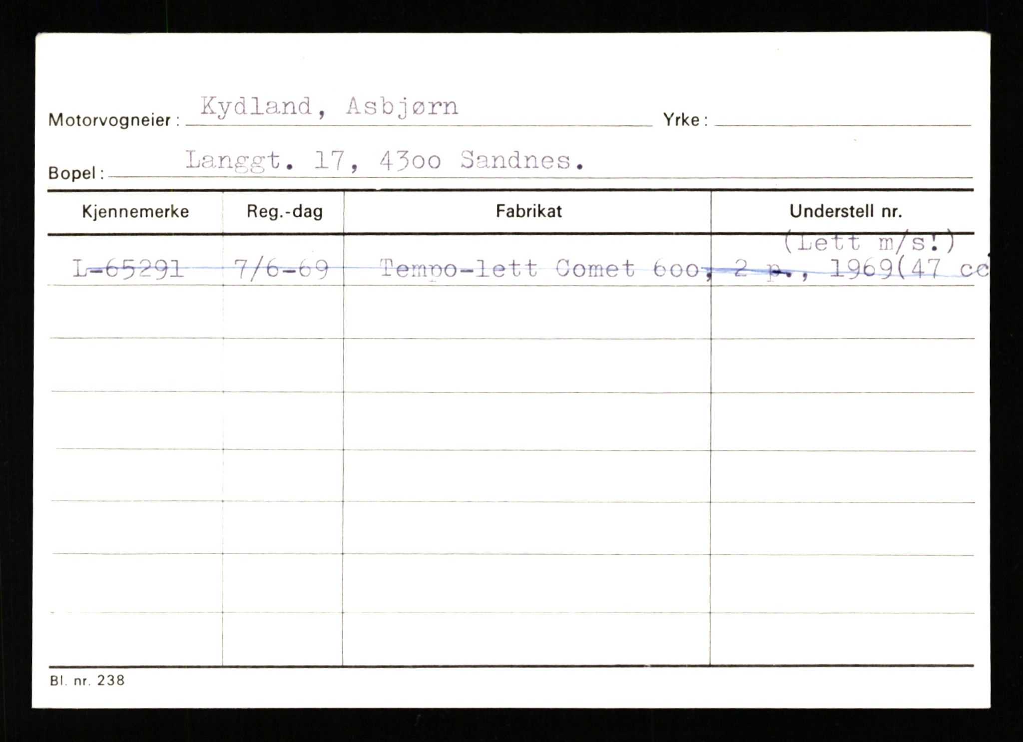 Stavanger trafikkstasjon, SAST/A-101942/0/H/L0021: Kristiania - Landsnes, 1930-1971, s. 1970