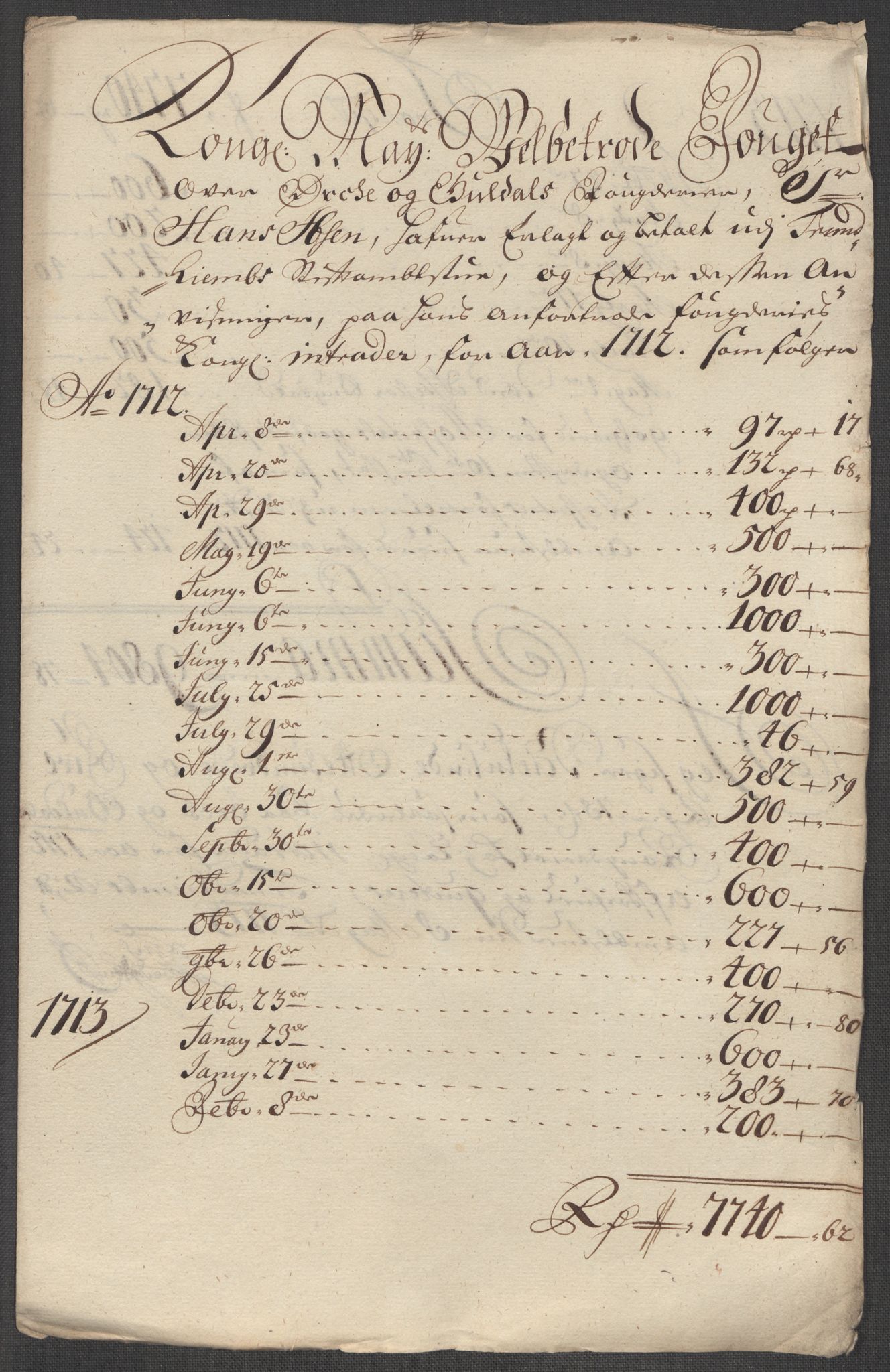 Rentekammeret inntil 1814, Reviderte regnskaper, Fogderegnskap, RA/EA-4092/R60/L3963: Fogderegnskap Orkdal og Gauldal, 1712, s. 509