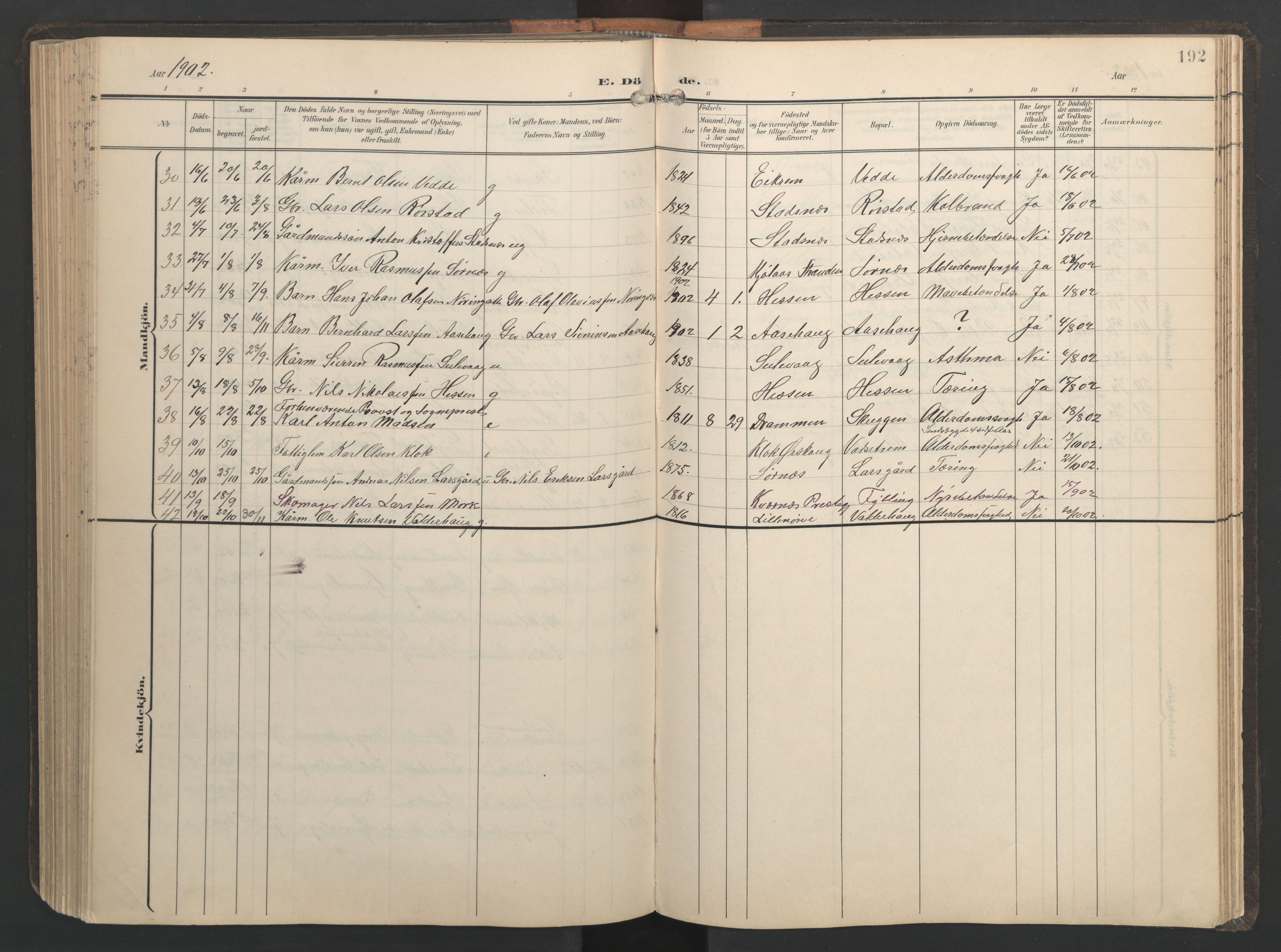 Ministerialprotokoller, klokkerbøker og fødselsregistre - Møre og Romsdal, AV/SAT-A-1454/528/L0433: Klokkerbok nr. 528C14, 1899-1922, s. 192