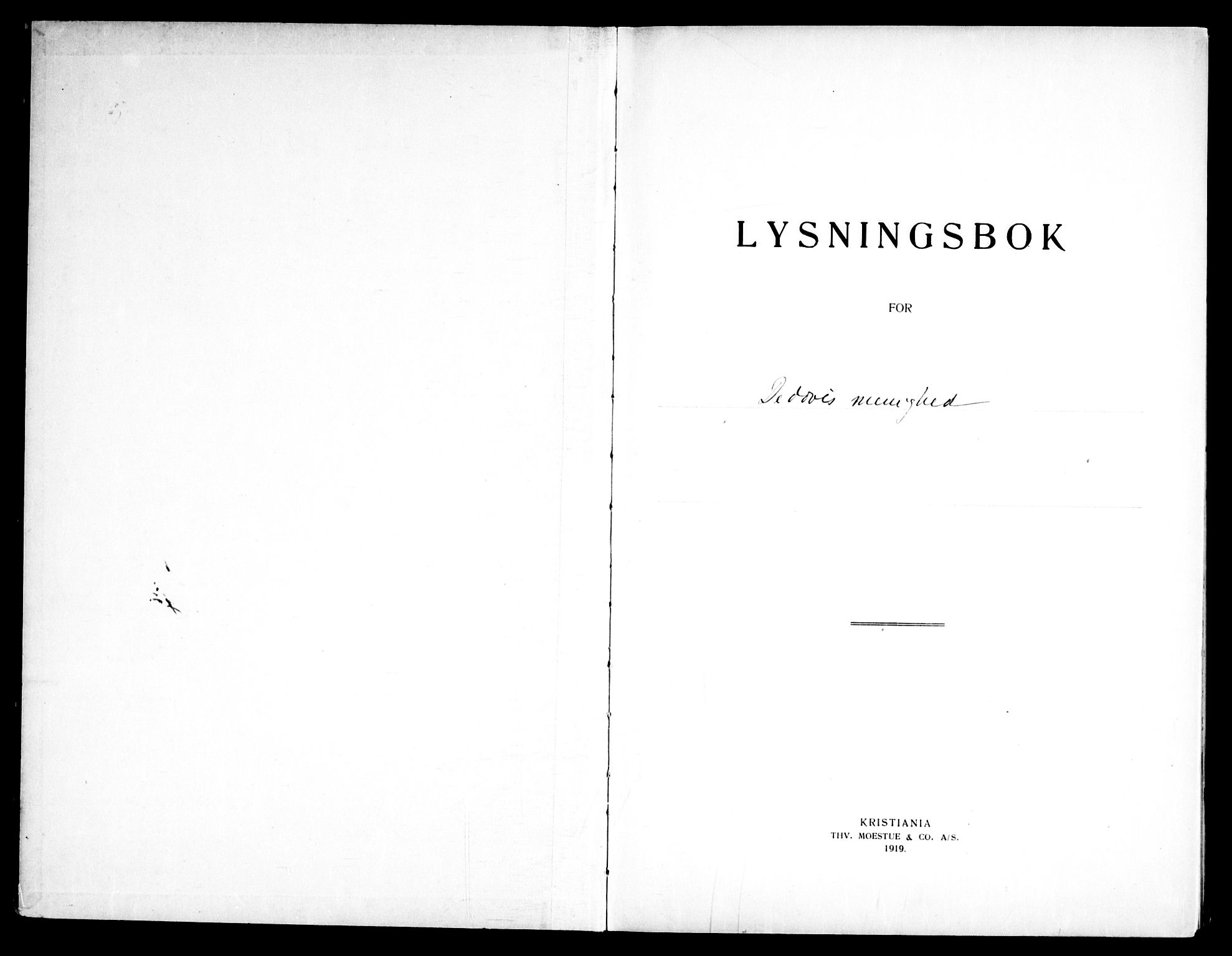 Døves menighet Oslo prestekontor kirkebøker, SAO/A-11064/H/L0001: Lysningsprotokoll nr. 1, 1919-1972
