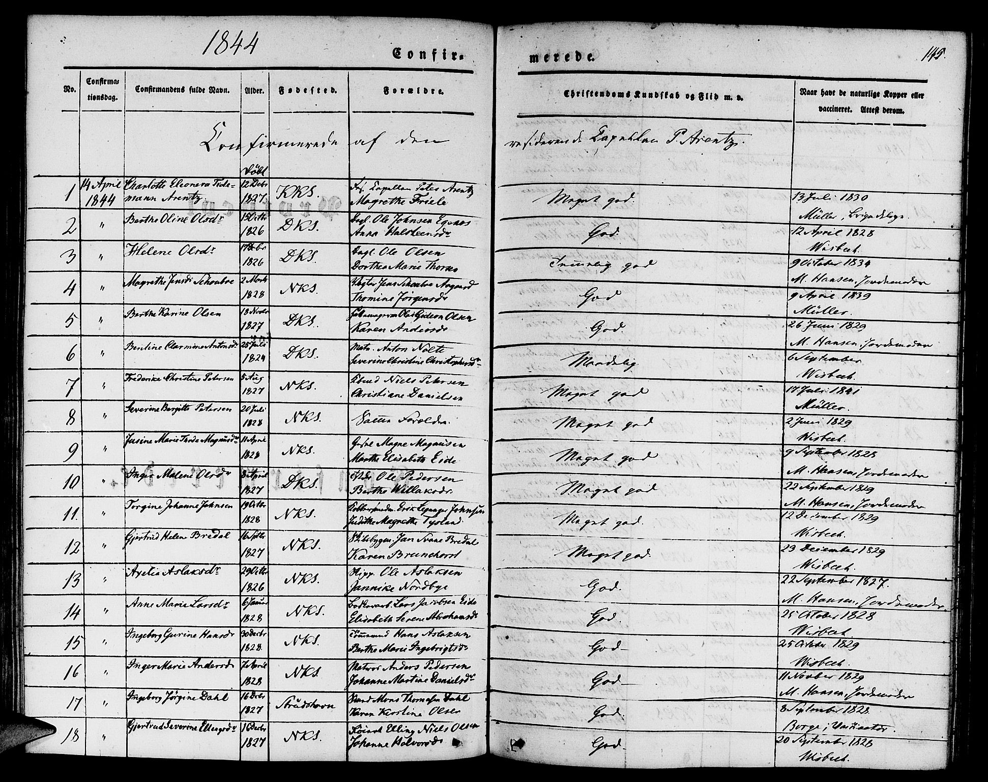 Nykirken Sokneprestembete, AV/SAB-A-77101/H/Hab: Klokkerbok nr. C 1, 1844-1871, s. 145