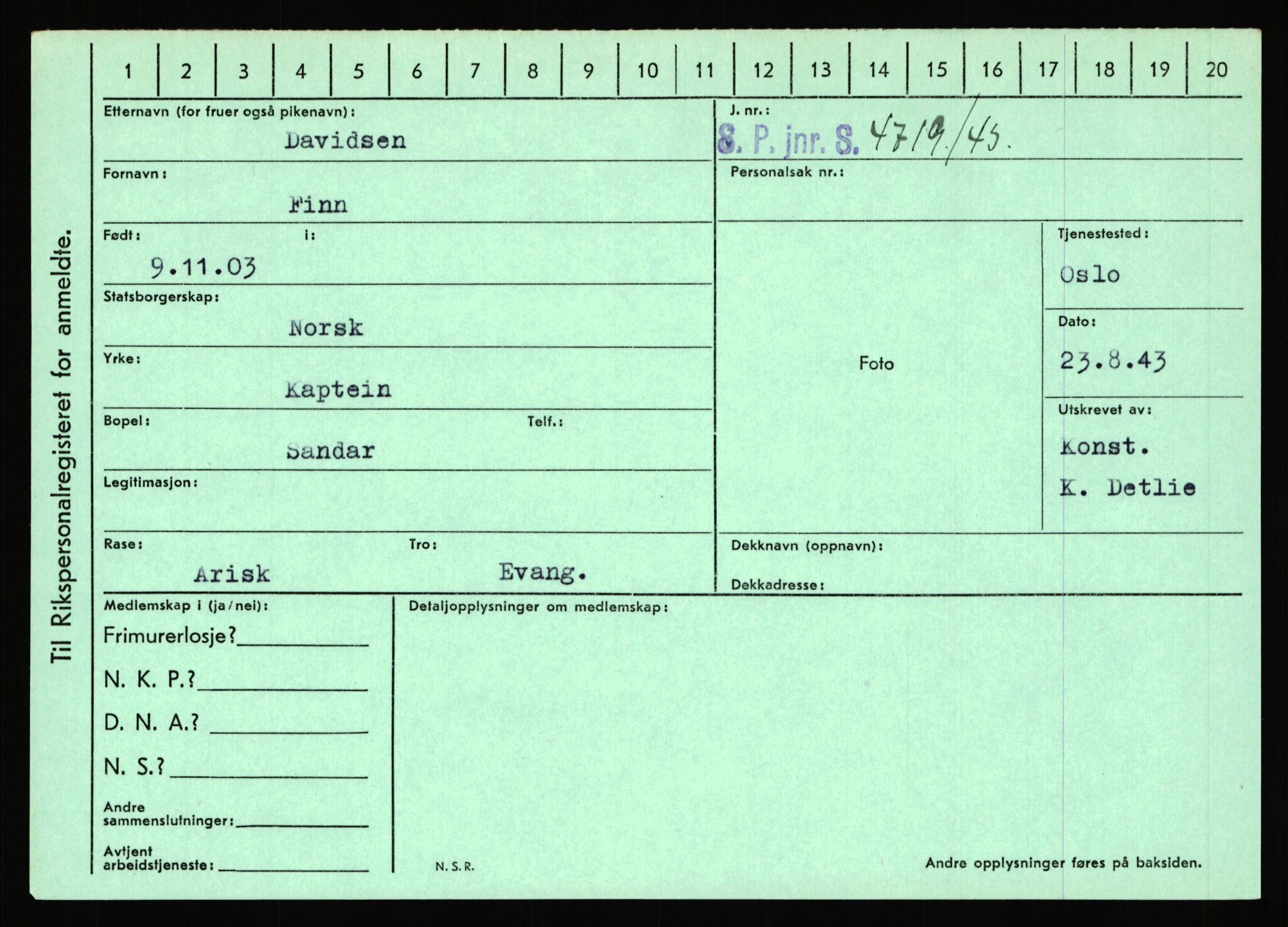 Statspolitiet - Hovedkontoret / Osloavdelingen, AV/RA-S-1329/C/Ca/L0003: Brechan - Eichinger	, 1943-1945, s. 3231