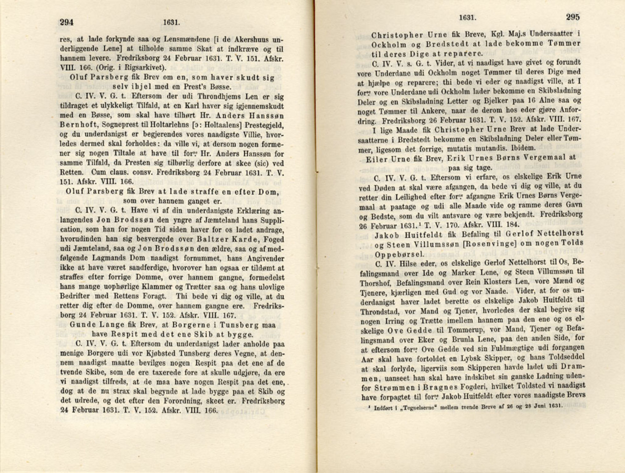 Publikasjoner utgitt av Det Norske Historiske Kildeskriftfond, PUBL/-/-/-: Norske Rigs-Registranter, bind 6, 1628-1634, s. 294-295