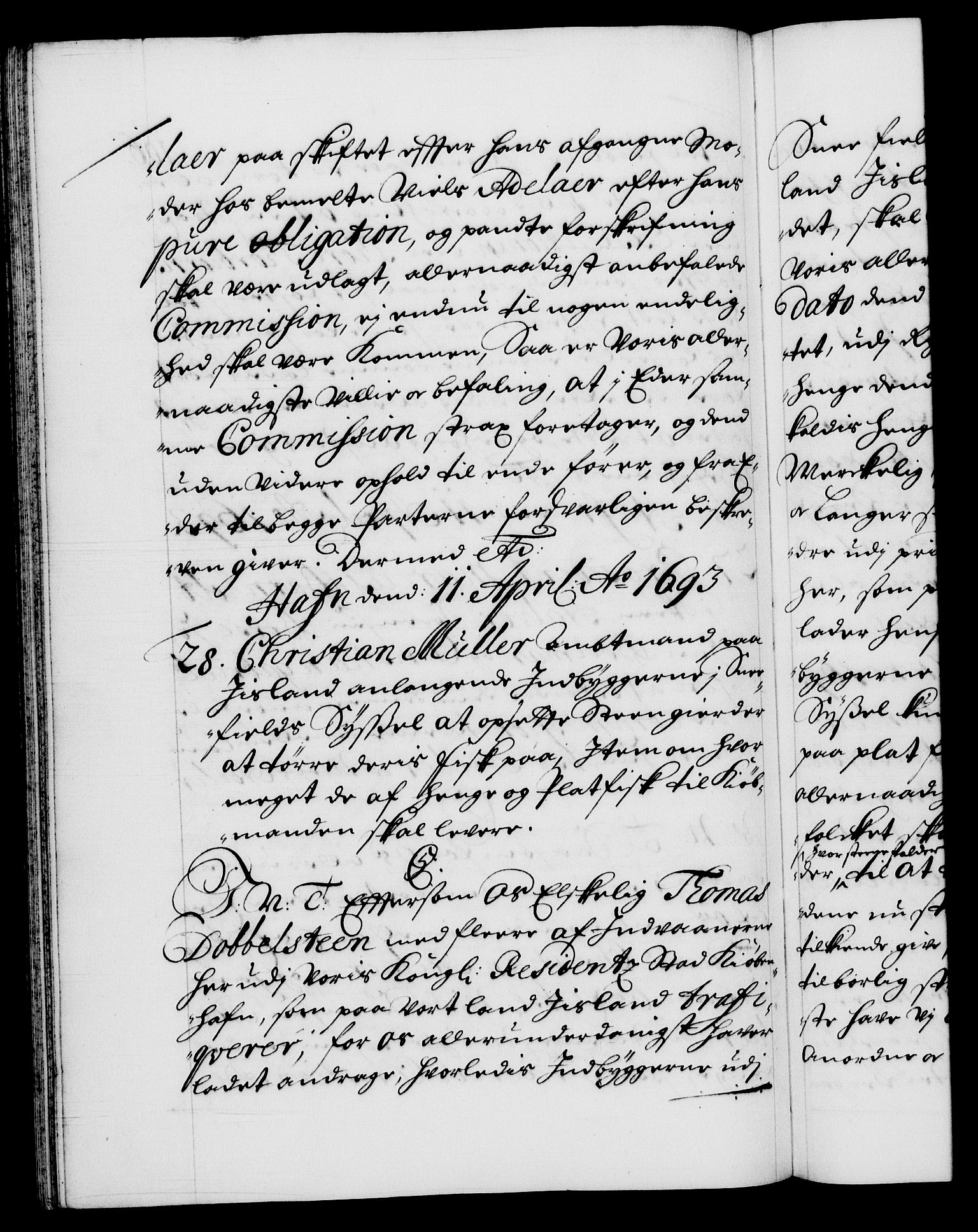 Danske Kanselli 1572-1799, AV/RA-EA-3023/F/Fc/Fca/Fcab/L0015: Norske tegnelser (mikrofilm), 1692-1699, s. 106b