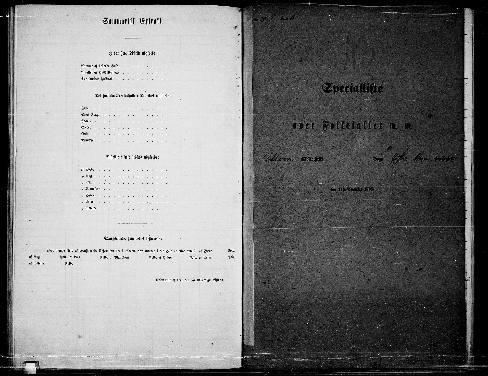 RA, Folketelling 1865 for 0218bP Østre Aker prestegjeld, 1865, s. 184