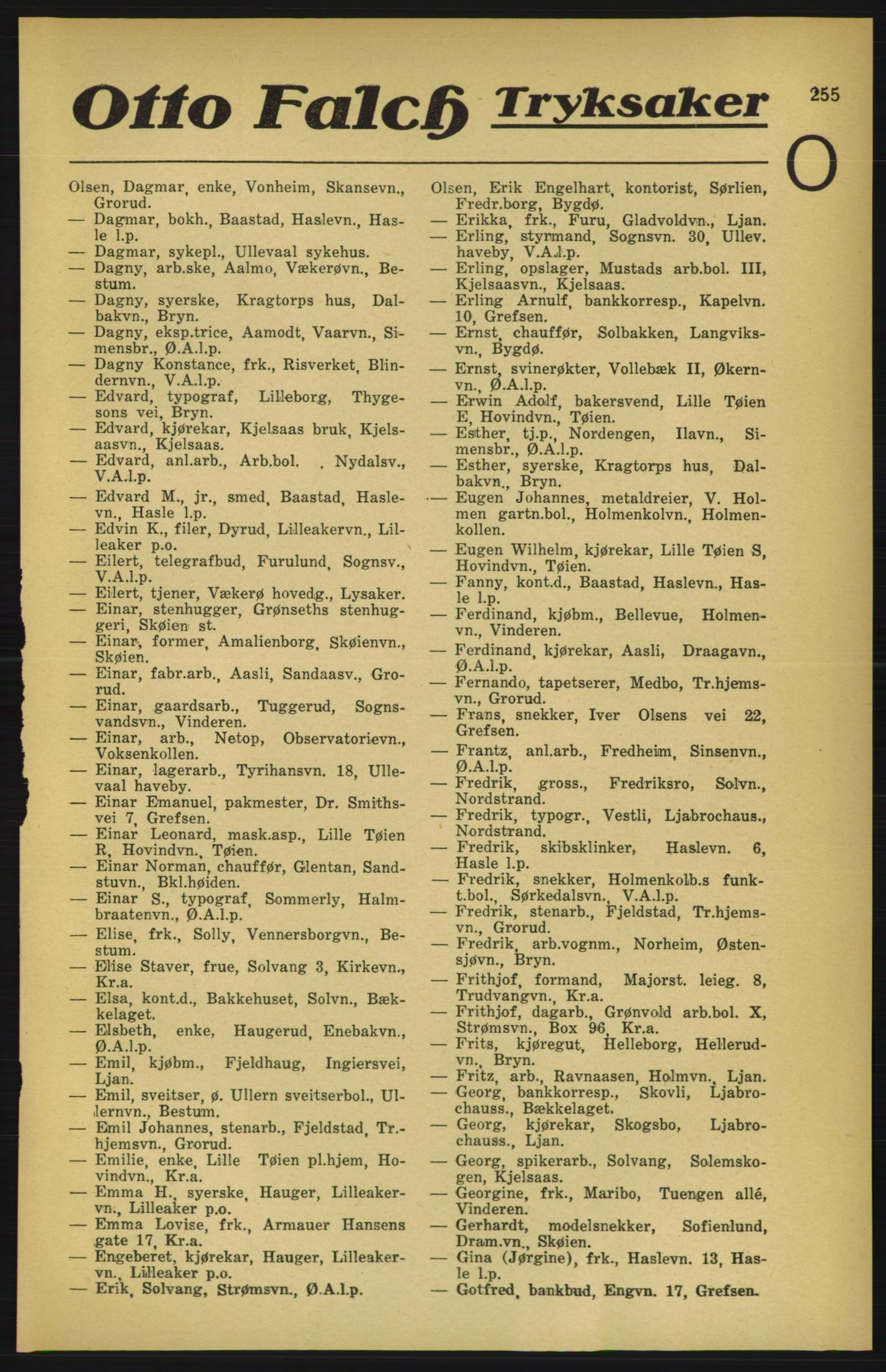 Aker adressebok/adressekalender, PUBL/001/A/003: Akers adressekalender, 1924-1925, s. 255