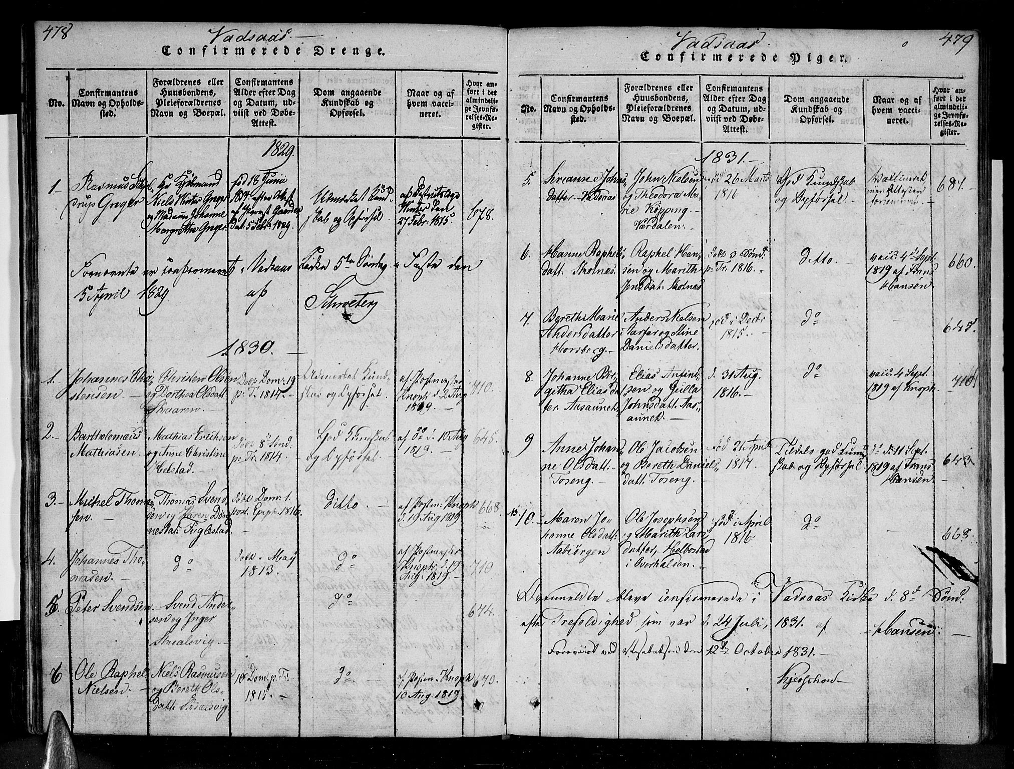 Ministerialprotokoller, klokkerbøker og fødselsregistre - Nordland, SAT/A-1459/810/L0142: Ministerialbok nr. 810A06 /1, 1819-1841, s. 478-479