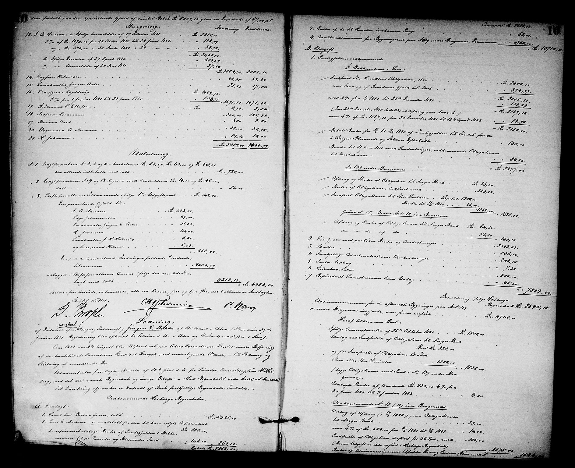 Aker sorenskriveri, AV/SAO-A-10895/H/He/L0007: Skifteutlodningsprotokoll, 1882-1897, s. 10