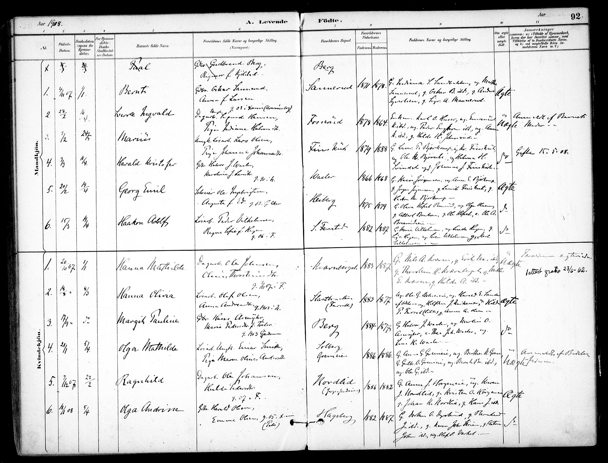 Nes prestekontor Kirkebøker, AV/SAO-A-10410/F/Fb/L0002: Ministerialbok nr. II 2, 1883-1918, s. 92