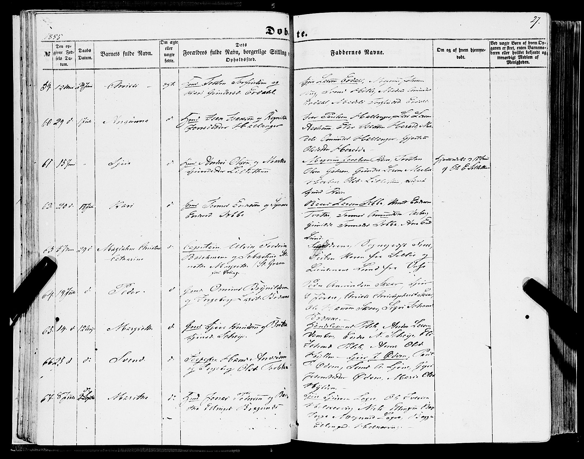 Ulvik sokneprestembete, AV/SAB-A-78801/H/Haa: Ministerialbok nr. A 13, 1853-1863, s. 27