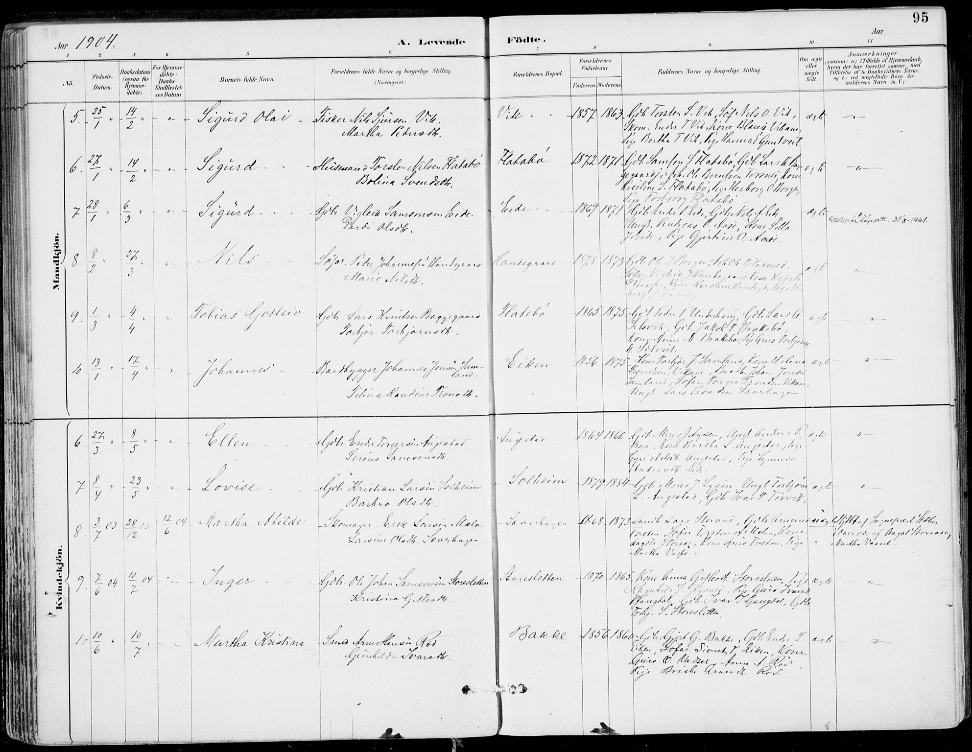 Strandebarm sokneprestembete, AV/SAB-A-78401/H/Haa: Ministerialbok nr. E  1, 1886-1908, s. 95