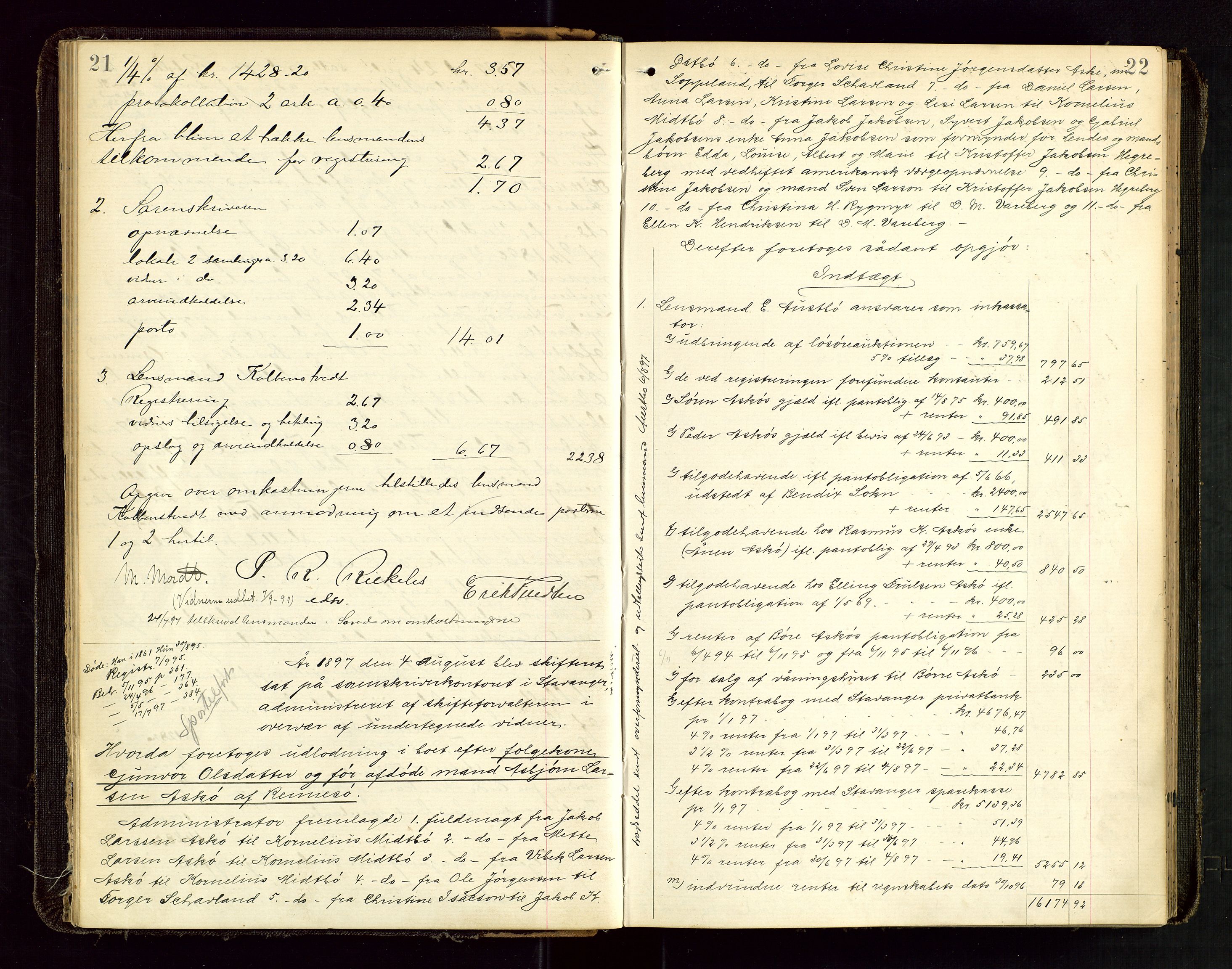 Ryfylke tingrett, SAST/A-100055/001/IV/IVD/L0030: Skifteprotokoll, register i protokollen, 1897-1899, s. 21-22