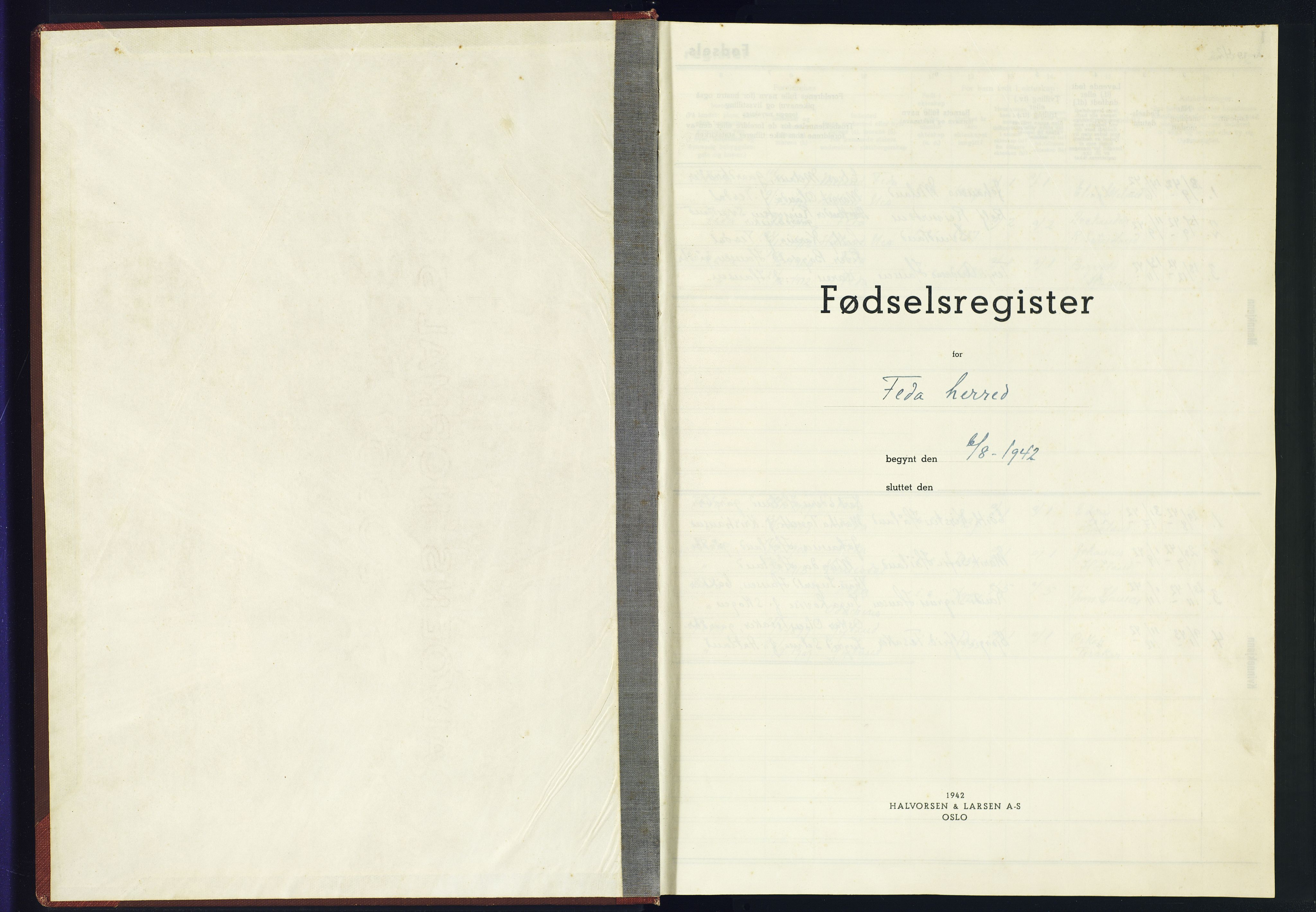 Kvinesdal sokneprestkontor, SAK/1111-0026/J/Jb/L0001: Fødselsregister nr. II.6.1, 1942-1945