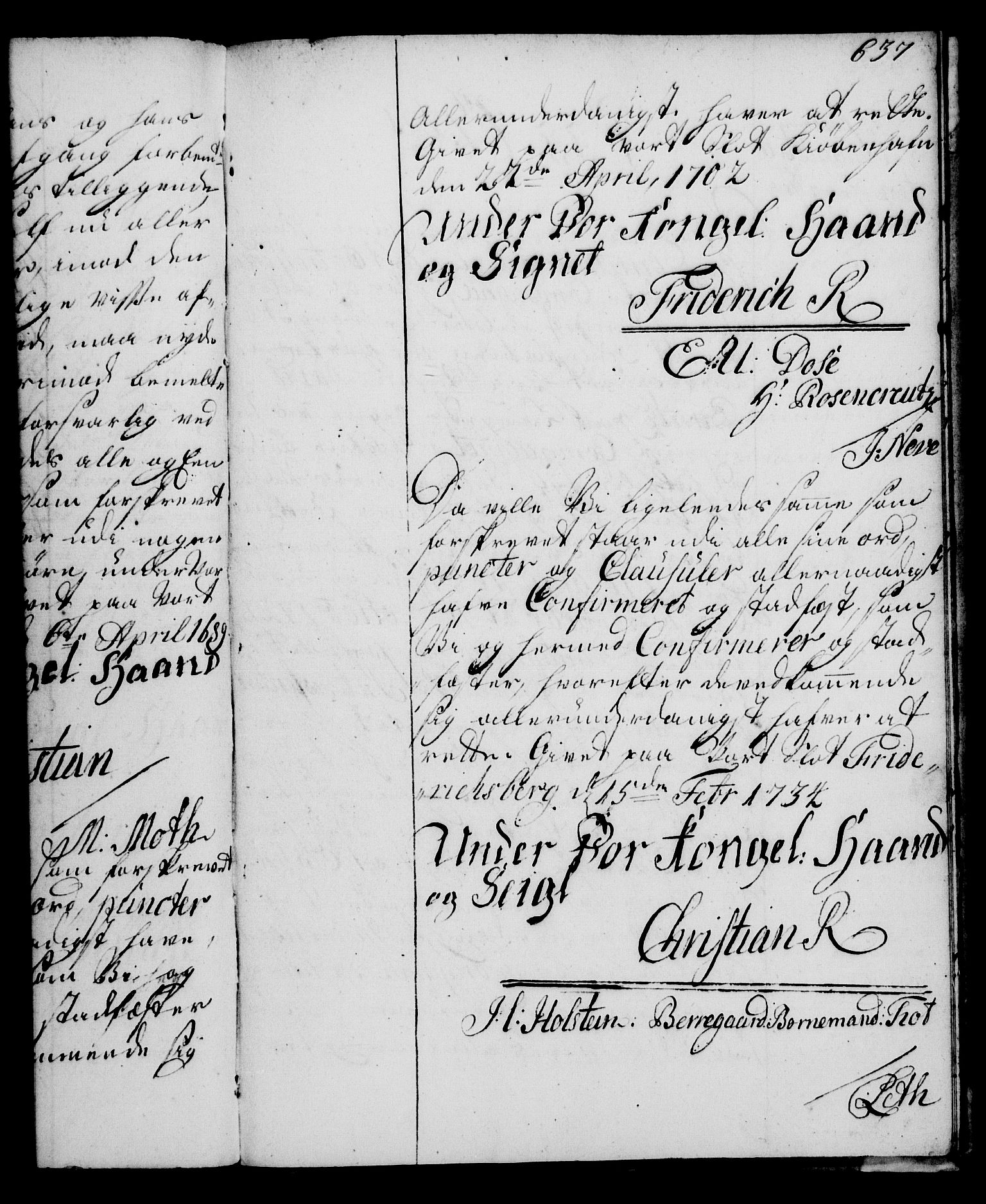 Rentekammeret, Kammerkanselliet, RA/EA-3111/G/Gg/Gga/L0003: Norsk ekspedisjonsprotokoll med register (merket RK 53.3), 1727-1734, s. 637