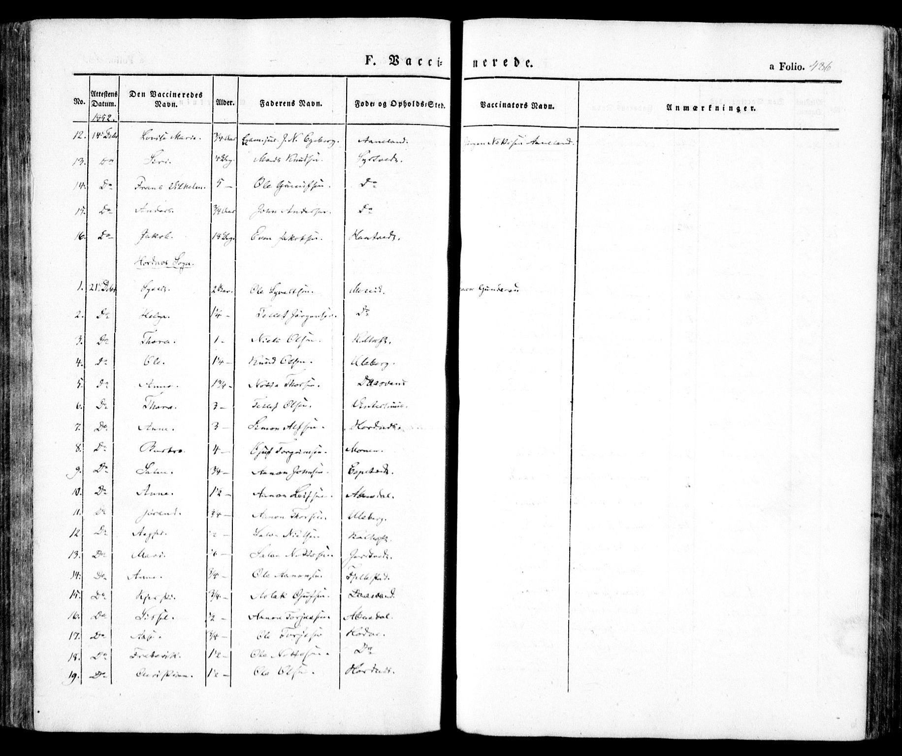 Evje sokneprestkontor, SAK/1111-0008/F/Fa/Faa/L0005: Ministerialbok nr. A 5, 1843-1865, s. 486