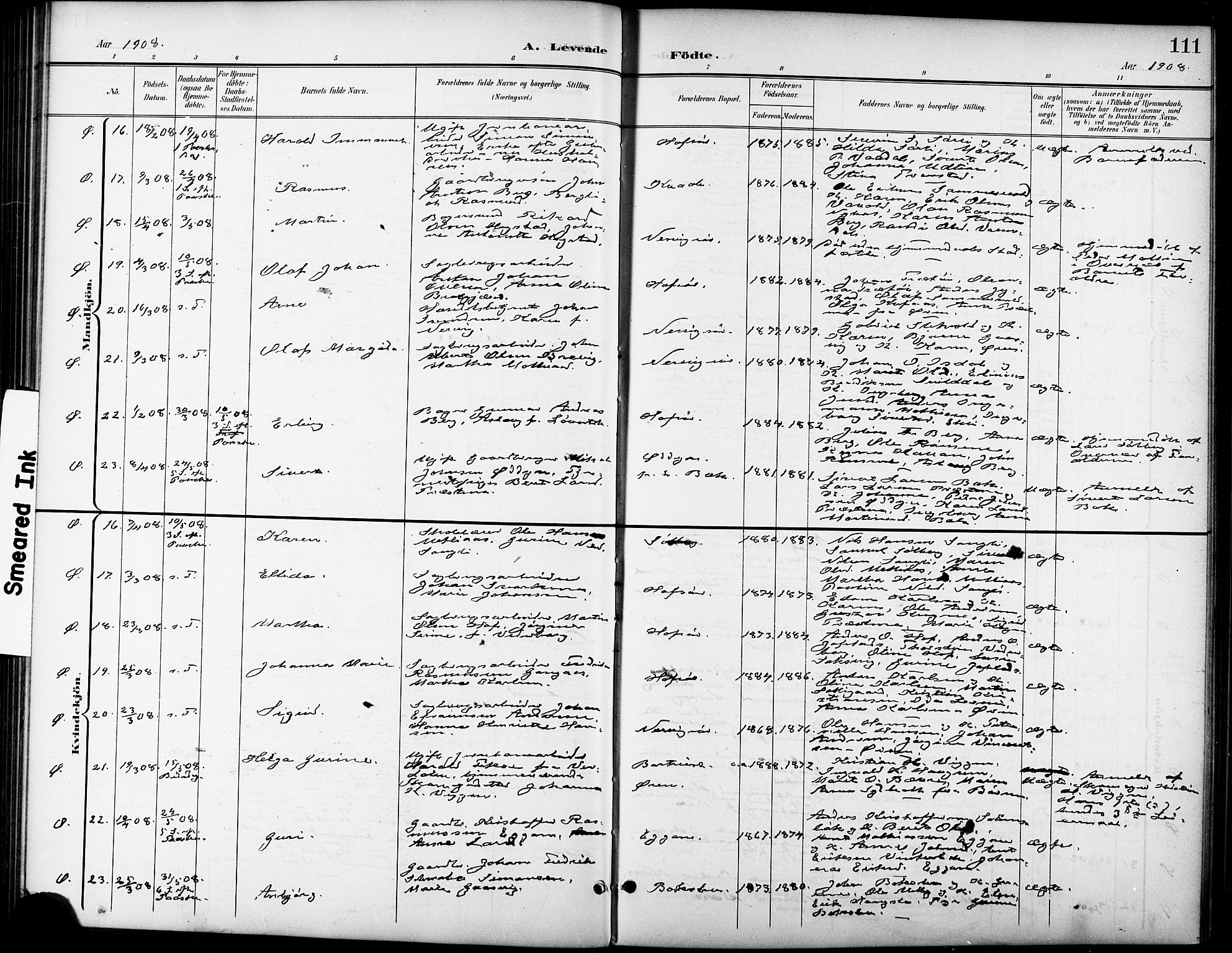 Ministerialprotokoller, klokkerbøker og fødselsregistre - Sør-Trøndelag, AV/SAT-A-1456/668/L0819: Klokkerbok nr. 668C08, 1899-1912, s. 111