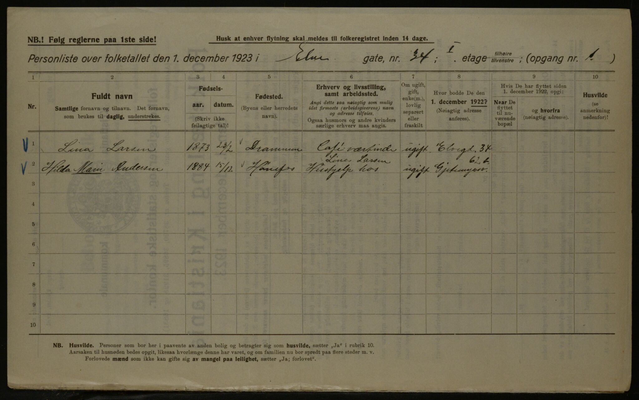 OBA, Kommunal folketelling 1.12.1923 for Kristiania, 1923, s. 23357