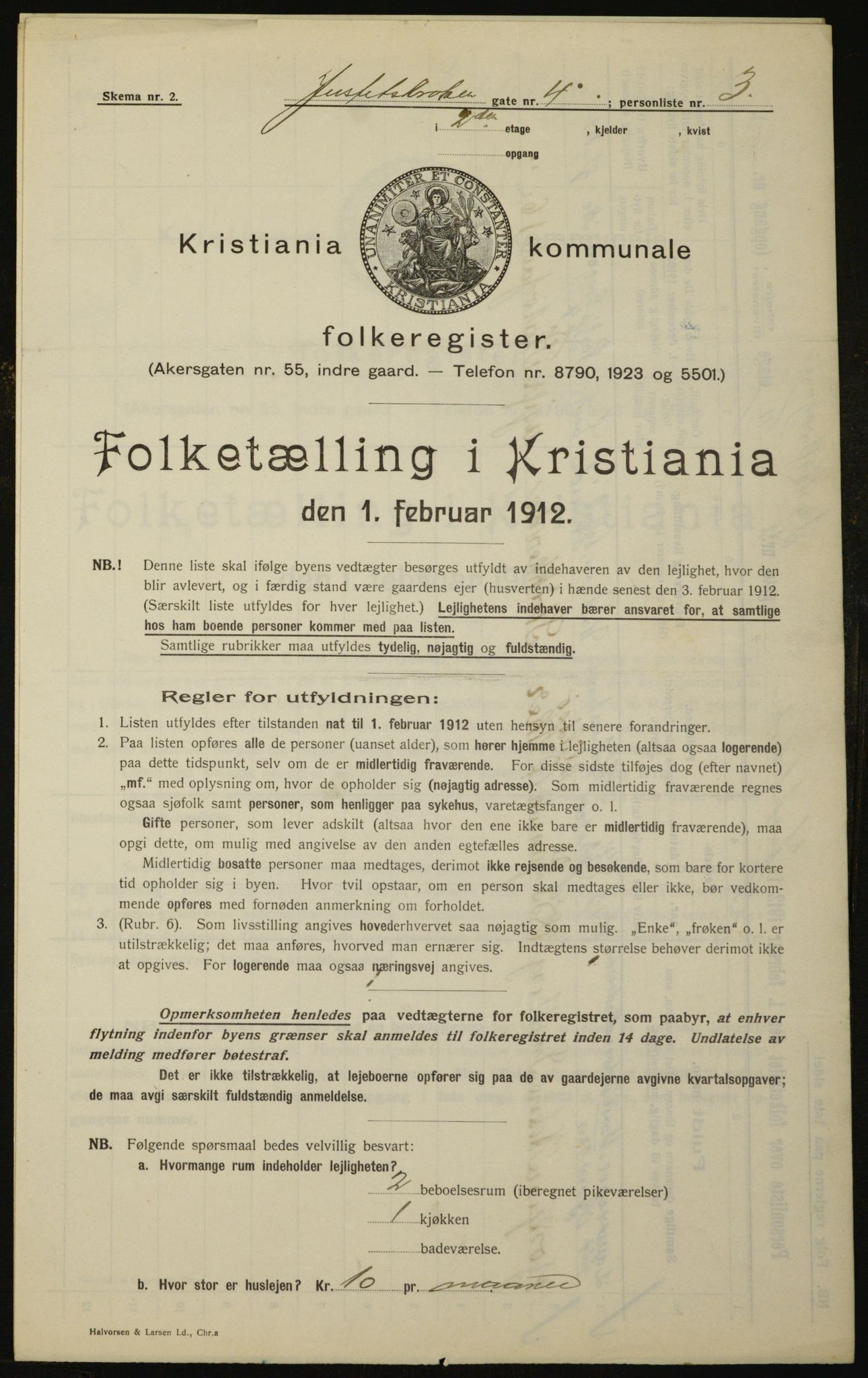 OBA, Kommunal folketelling 1.2.1912 for Kristiania, 1912, s. 47999