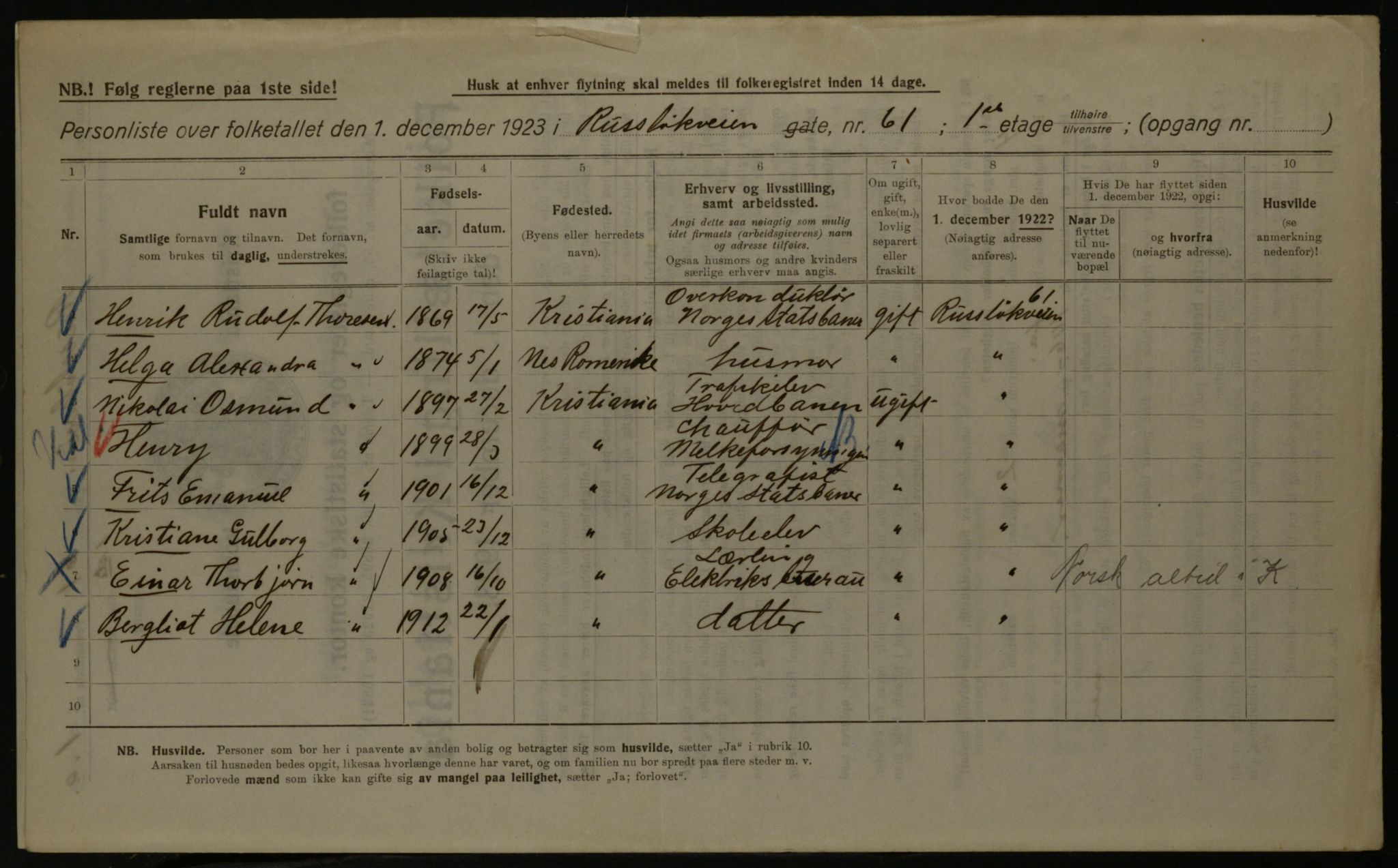 OBA, Kommunal folketelling 1.12.1923 for Kristiania, 1923, s. 94459