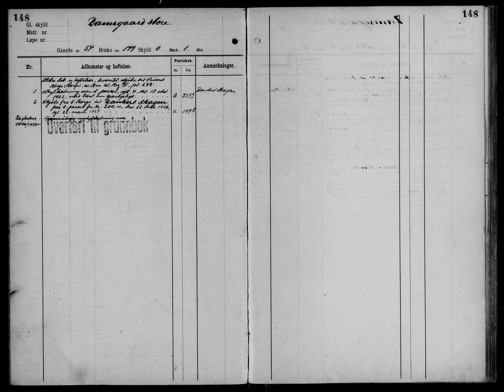 Midhordland sorenskriveri, AV/SAB-A-3001/1/G/Ga/Gab/L0115: Panteregister nr. II.A.b.115, s. 148