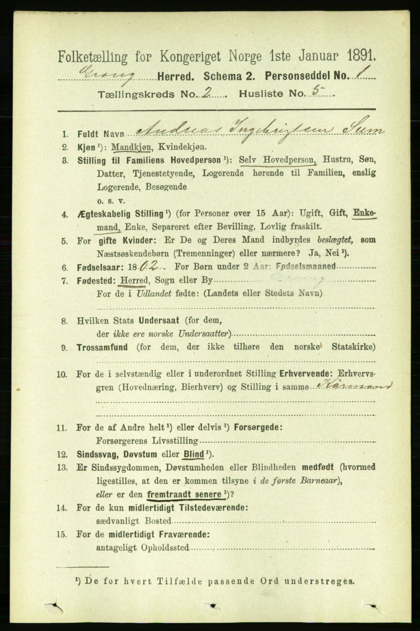 RA, Folketelling 1891 for 1742 Grong herred, 1891, s. 764