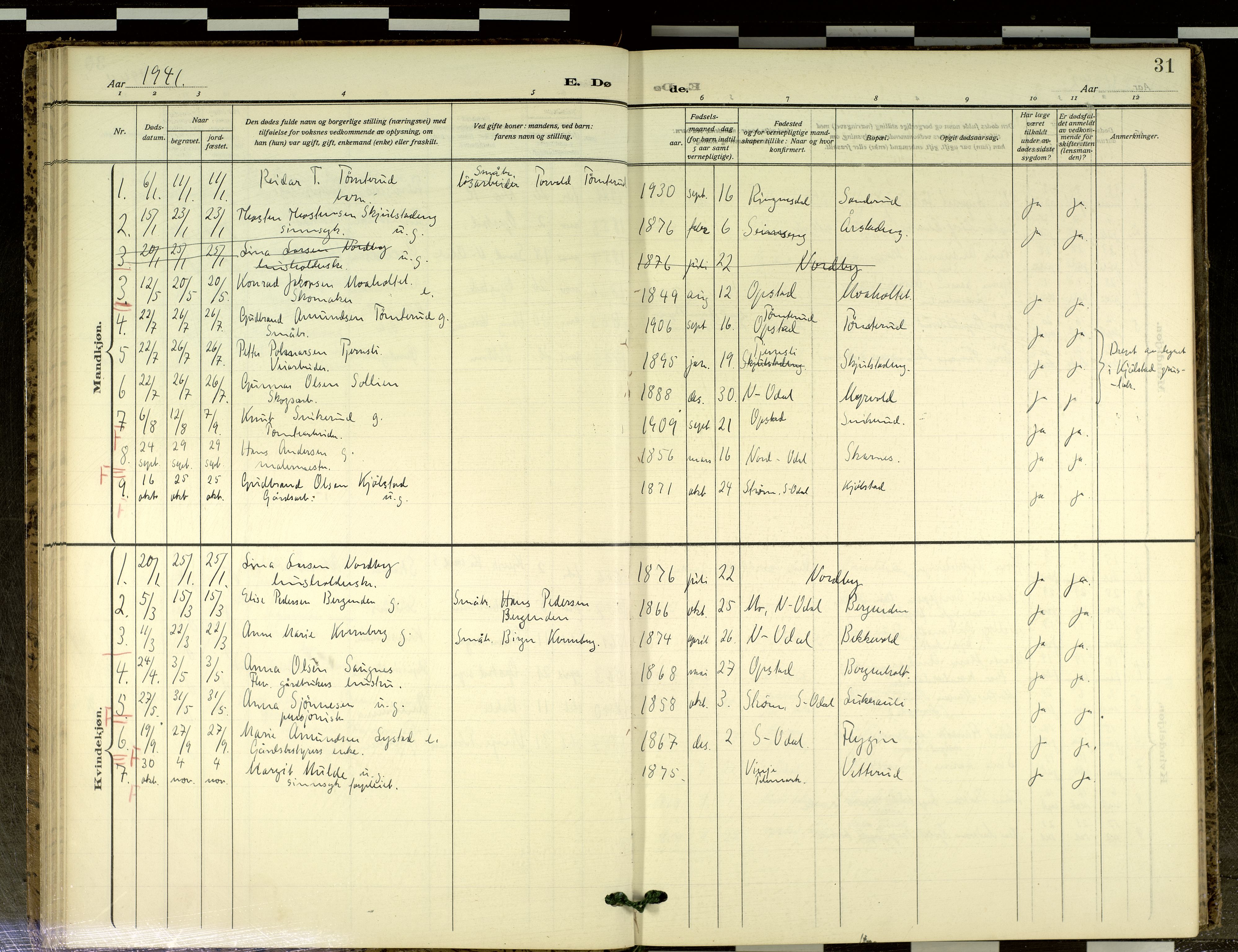 Sør-Odal prestekontor, AV/SAH-PREST-030/H/Ha/Haa/L0021: Ministerialbok nr. 21, 1909-2012, s. 31