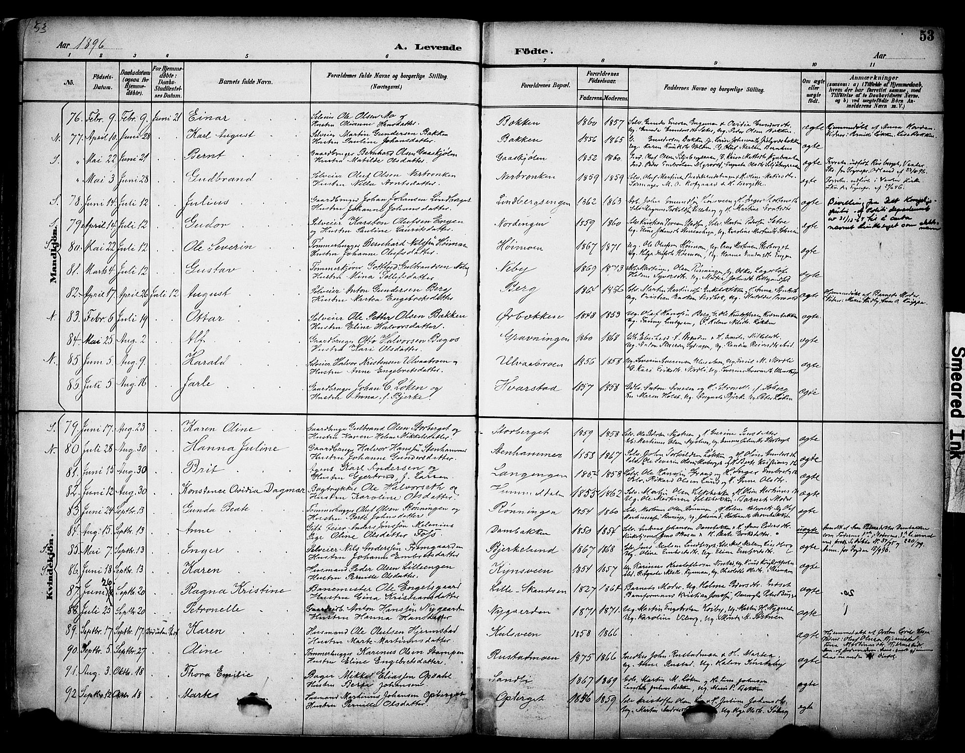 Elverum prestekontor, AV/SAH-PREST-044/H/Ha/Haa/L0014: Ministerialbok nr. 14, 1891-1909, s. 53
