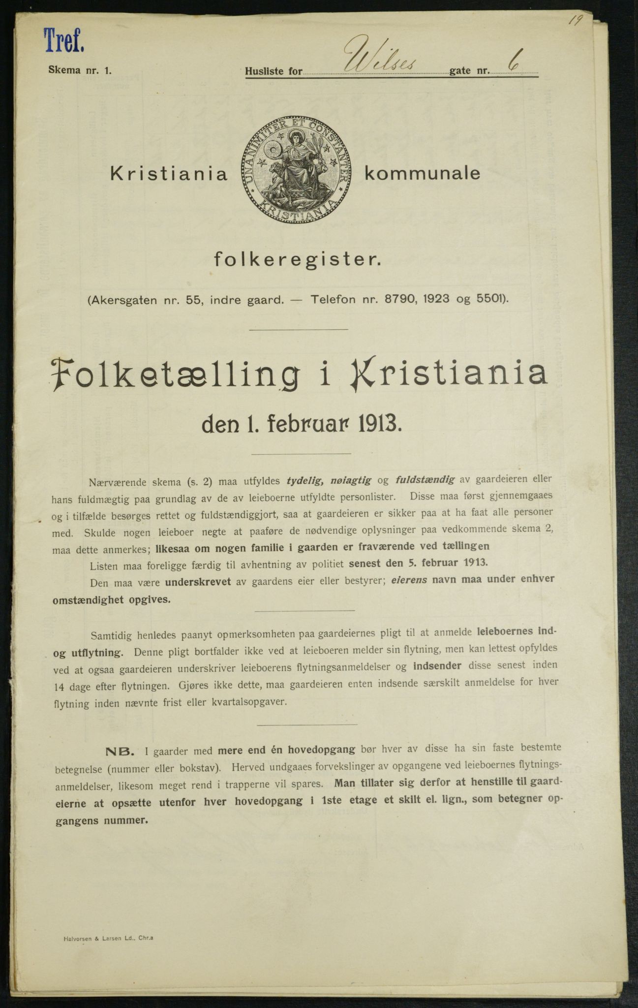 OBA, Kommunal folketelling 1.2.1913 for Kristiania, 1913, s. 128291