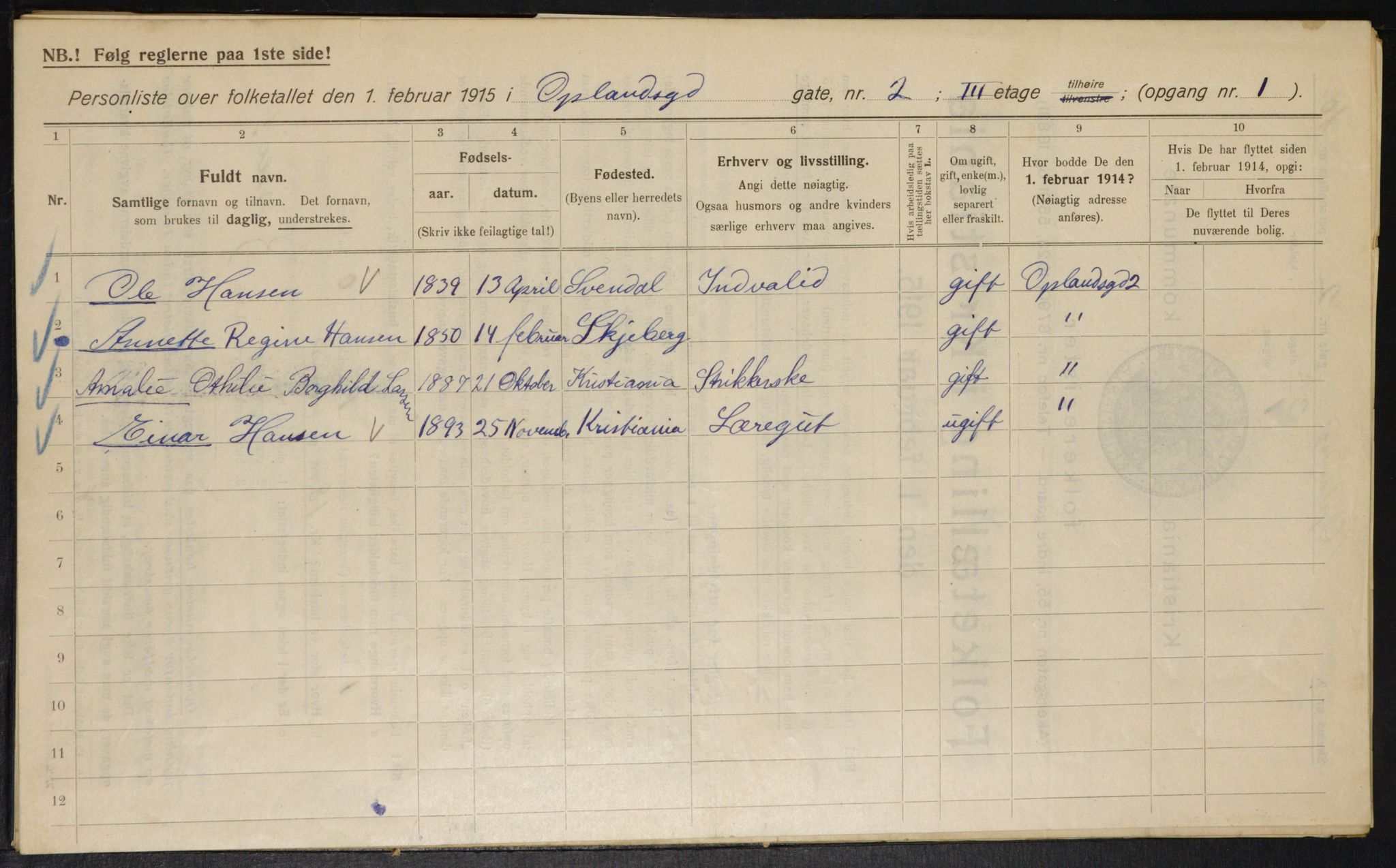 OBA, Kommunal folketelling 1.2.1915 for Kristiania, 1915, s. 75225