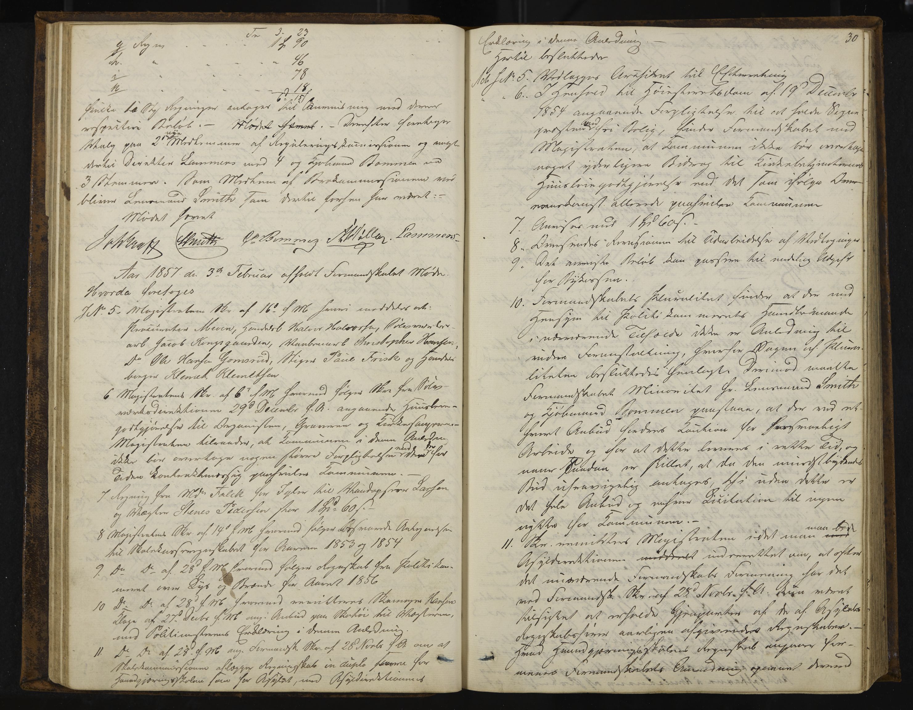 Kongsberg formannskap og sentraladministrasjon, IKAK/0604021-1/A/L0003: Møtebok med register, 1856-1861, s. 30