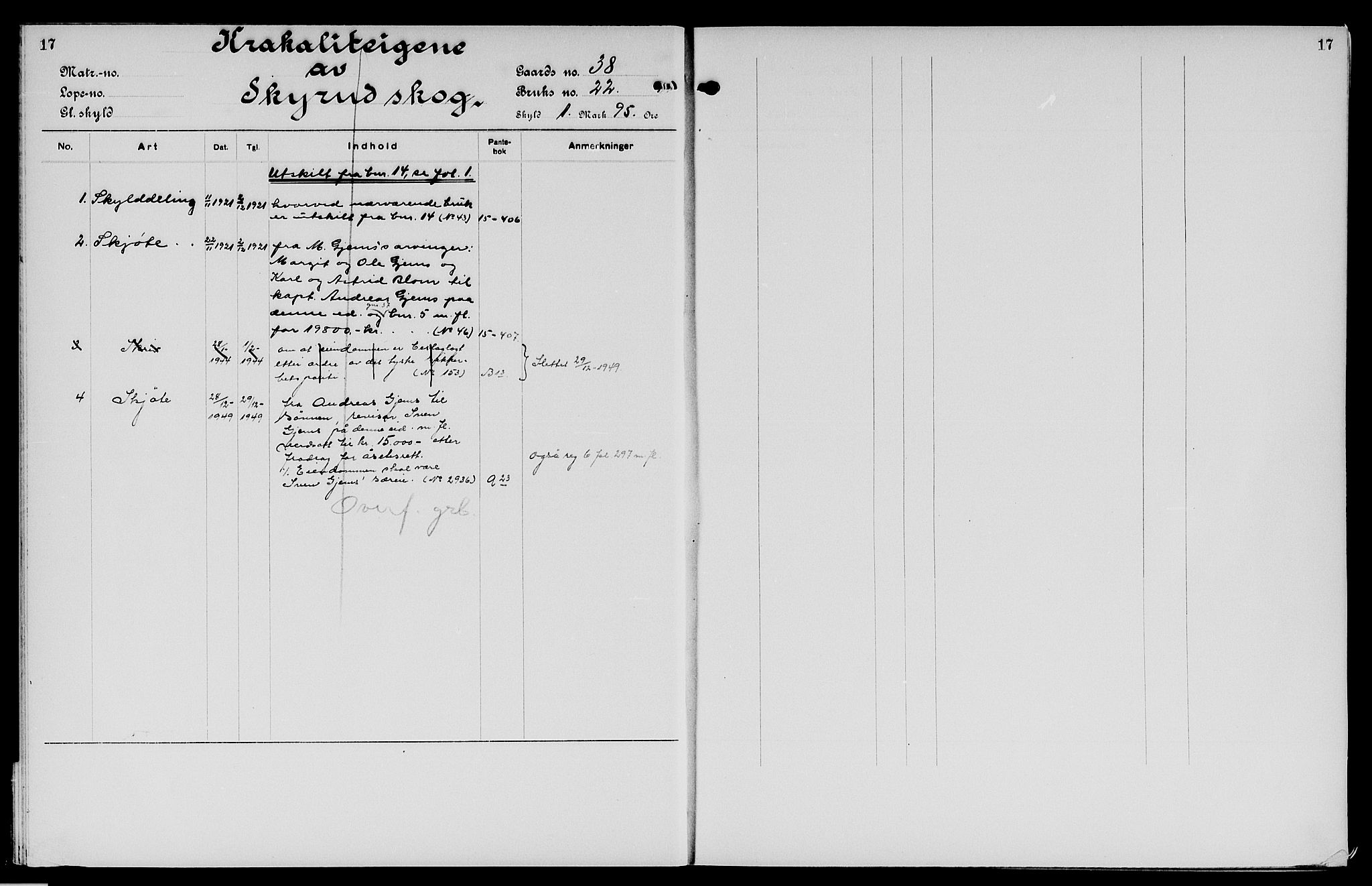 Vinger og Odal sorenskriveri, SAH/TING-022/H/Ha/Hac/Hacc/L0007: Panteregister nr. 3.7, 1923, s. 17