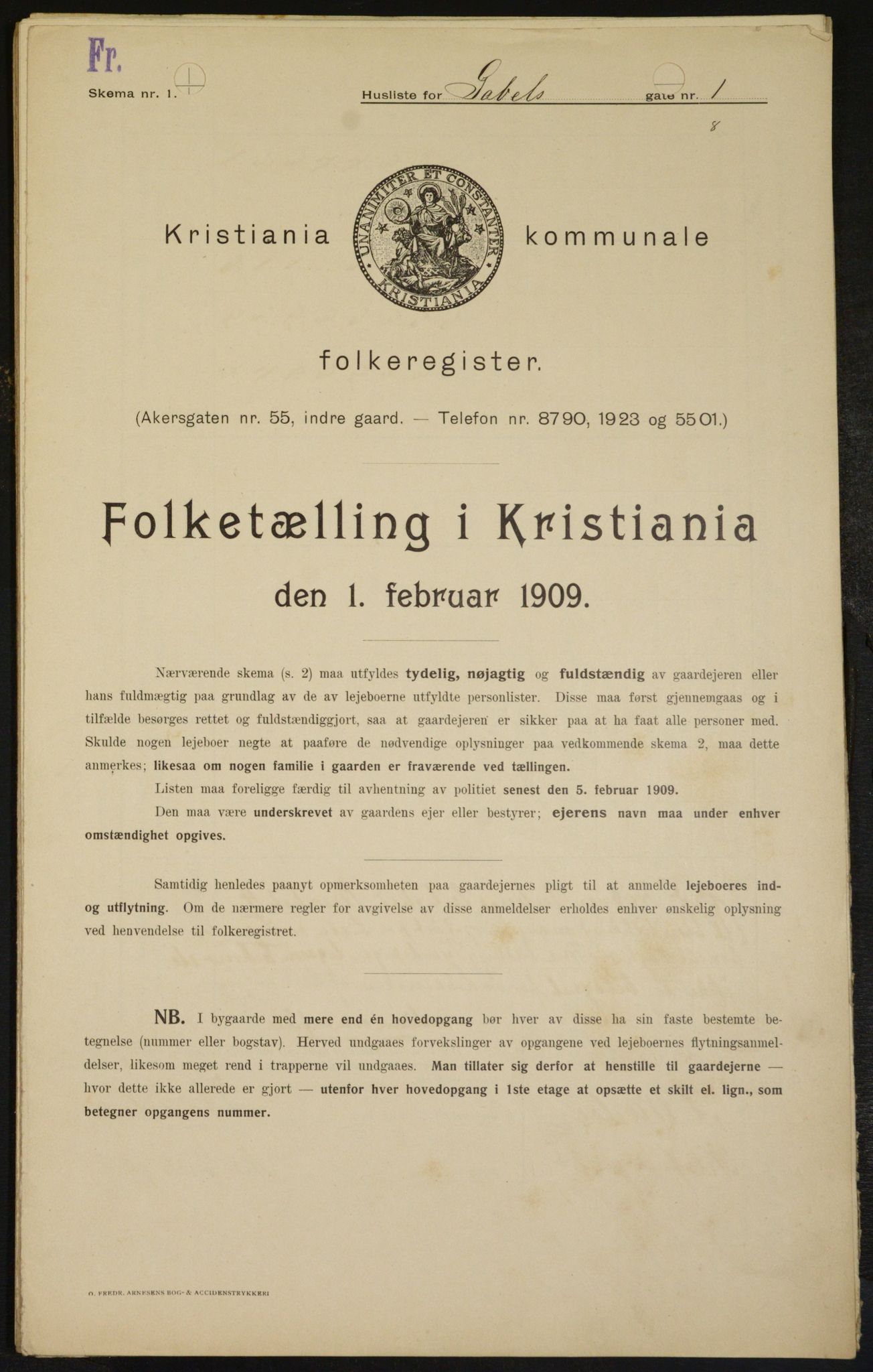 OBA, Kommunal folketelling 1.2.1909 for Kristiania kjøpstad, 1909, s. 25921