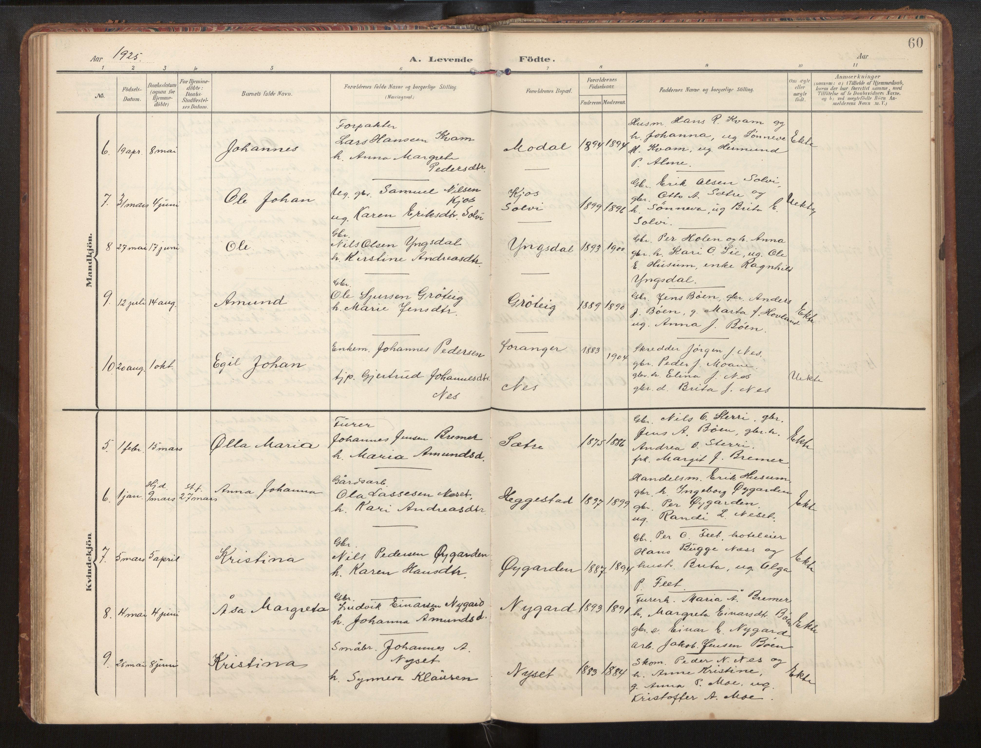 Hafslo sokneprestembete, AV/SAB-A-80301/H/Hab/Habb/L0002: Klokkerbok nr. B 2, 1909-1947, s. 60