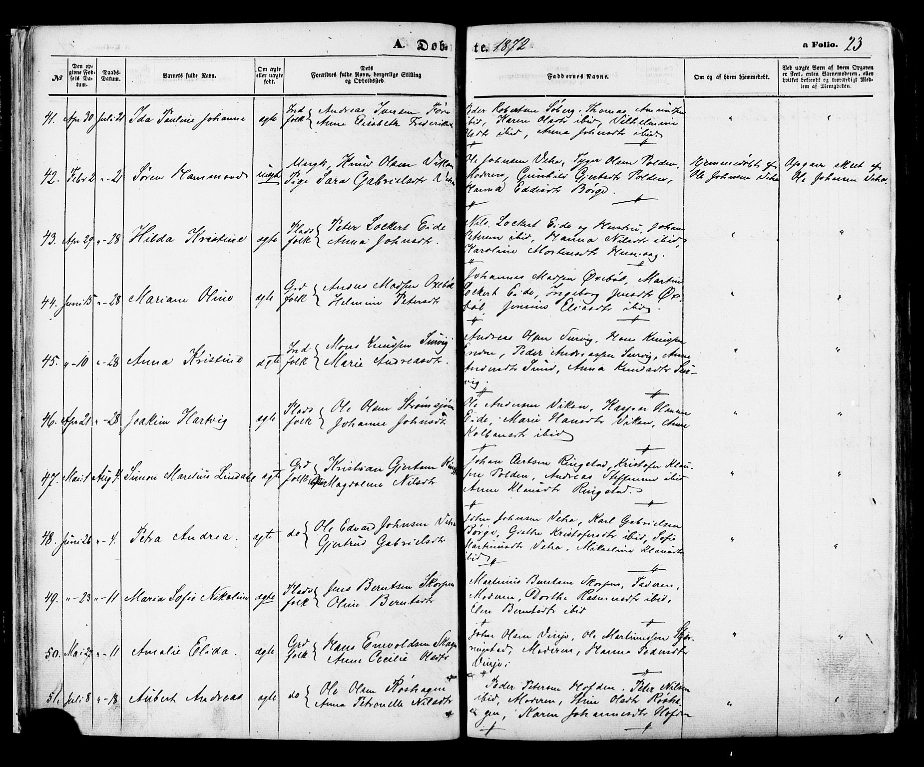 Ministerialprotokoller, klokkerbøker og fødselsregistre - Nordland, AV/SAT-A-1459/891/L1301: Ministerialbok nr. 891A06, 1870-1878, s. 23