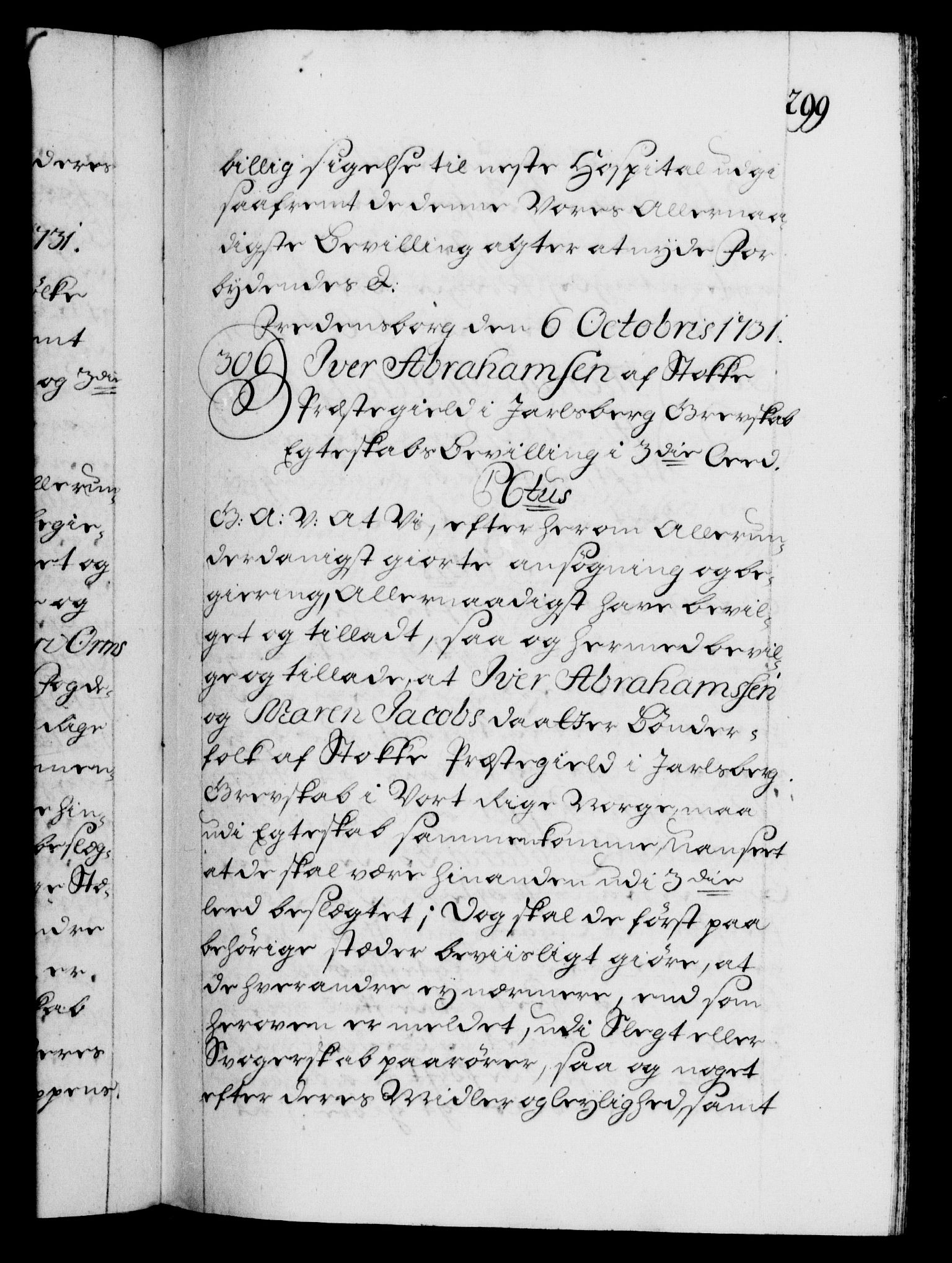 Danske Kanselli 1572-1799, AV/RA-EA-3023/F/Fc/Fca/Fcaa/L0027: Norske registre, 1730-1732, s. 299a