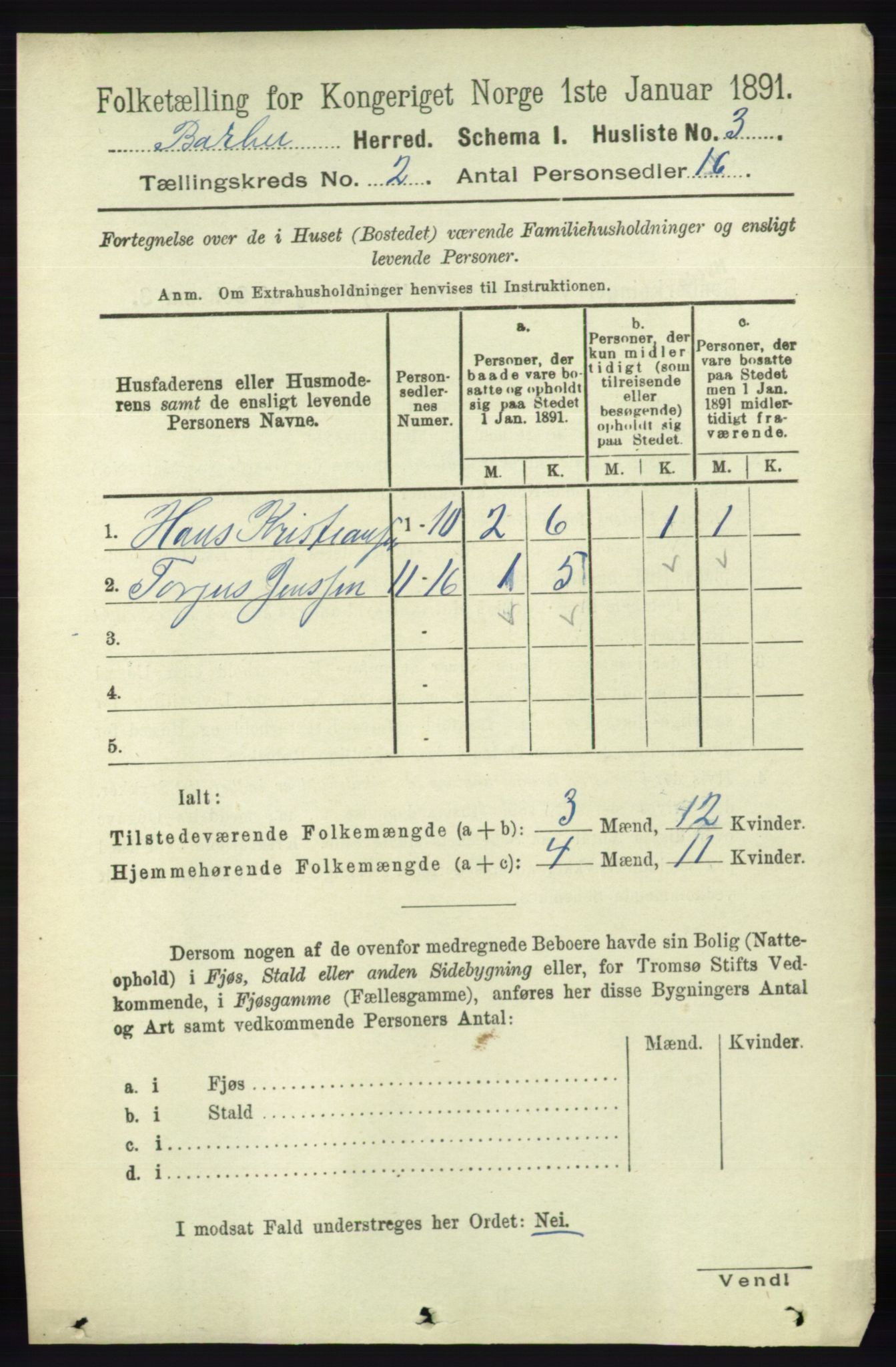 RA, Folketelling 1891 for 0990 Barbu herred, 1891, s. 845