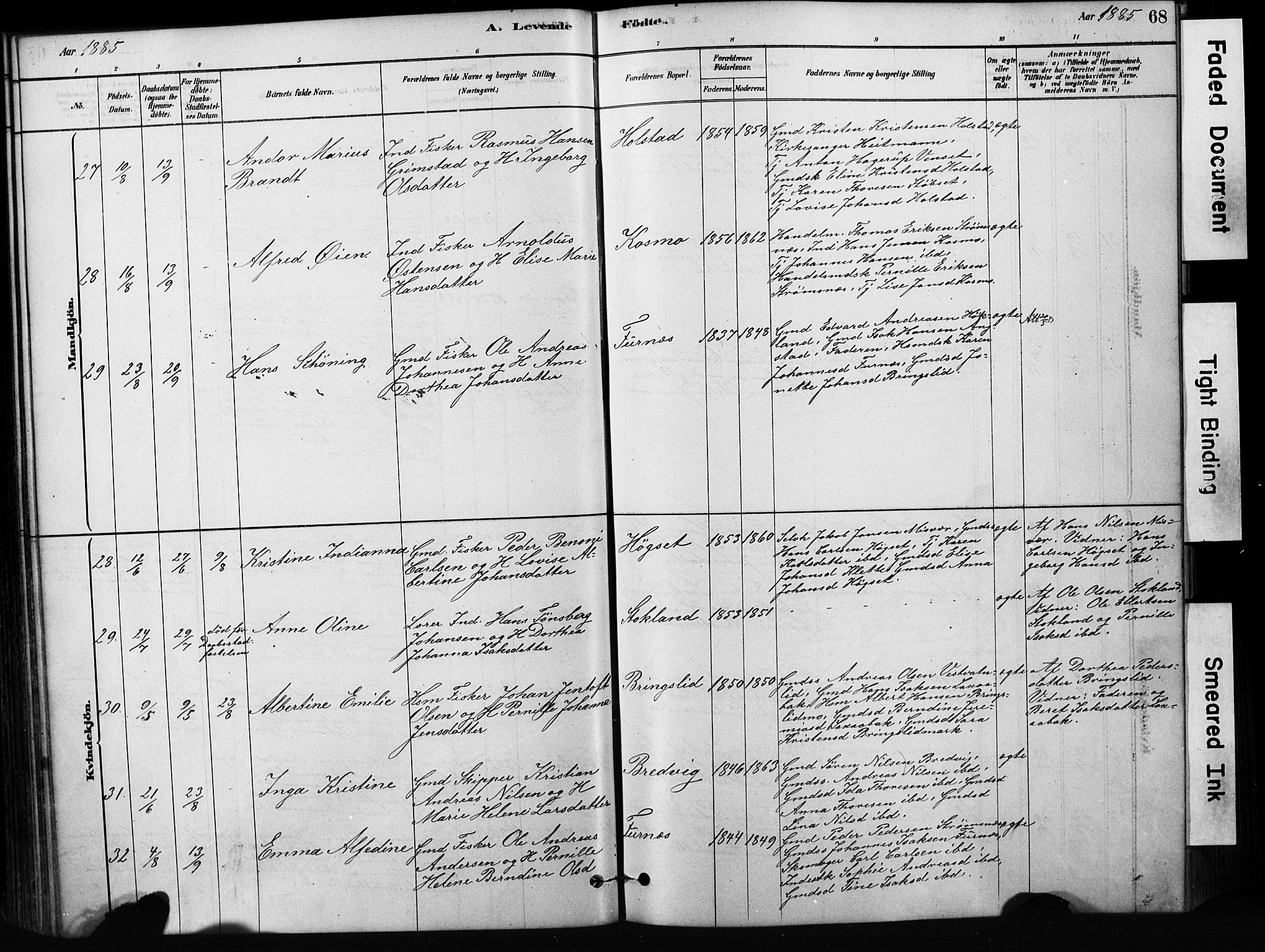 Ministerialprotokoller, klokkerbøker og fødselsregistre - Nordland, AV/SAT-A-1459/852/L0754: Klokkerbok nr. 852C05, 1878-1894, s. 68