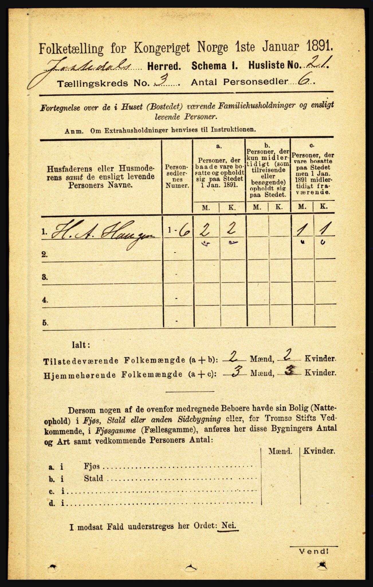 RA, Folketelling 1891 for 1427 Jostedal herred, 1891, s. 887