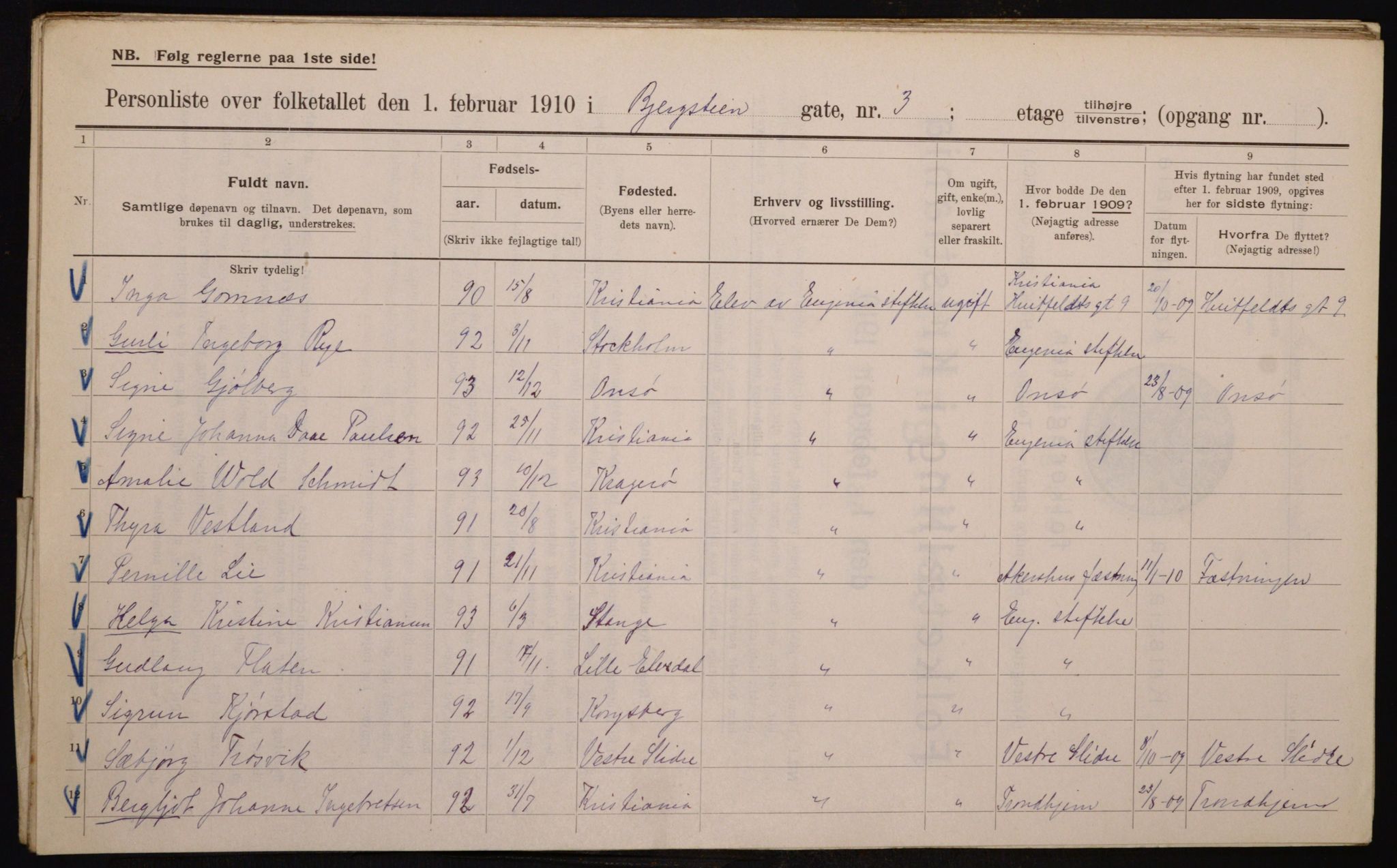 OBA, Kommunal folketelling 1.2.1910 for Kristiania, 1910, s. 4191