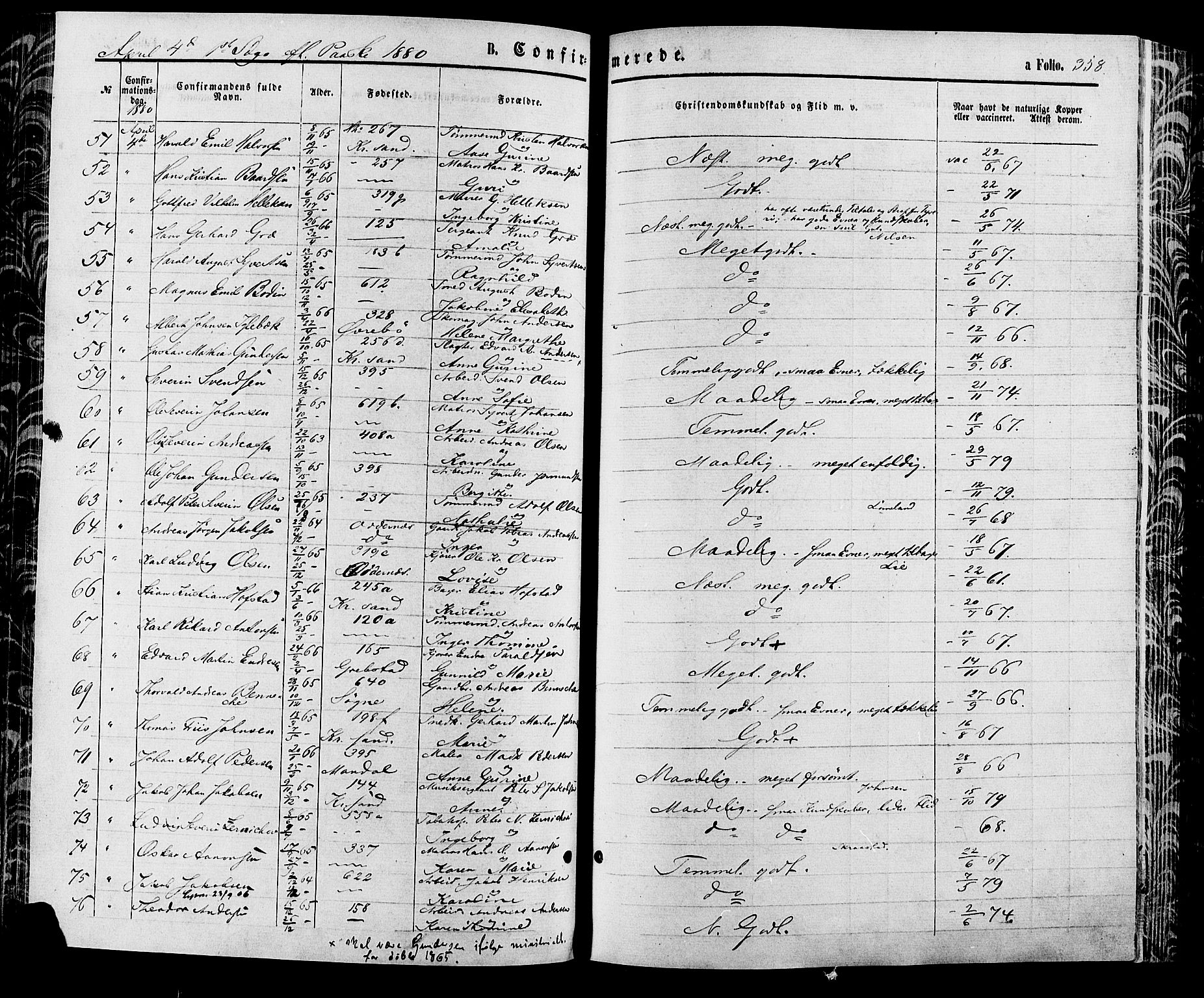 Kristiansand domprosti, AV/SAK-1112-0006/F/Fa/L0015: Ministerialbok nr. A 15, 1867-1880, s. 358