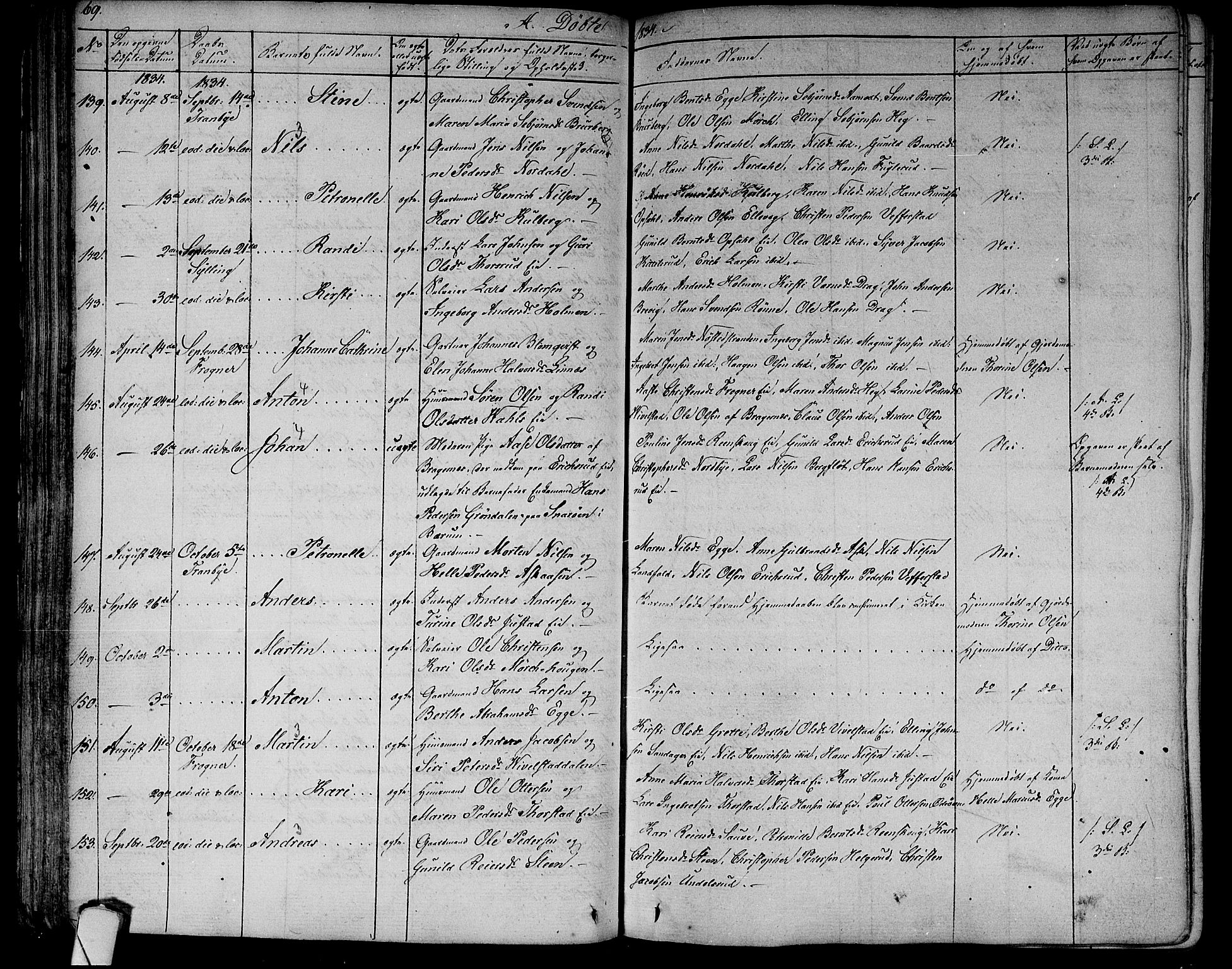 Lier kirkebøker, AV/SAKO-A-230/F/Fa/L0010: Ministerialbok nr. I 10, 1827-1843, s. 69