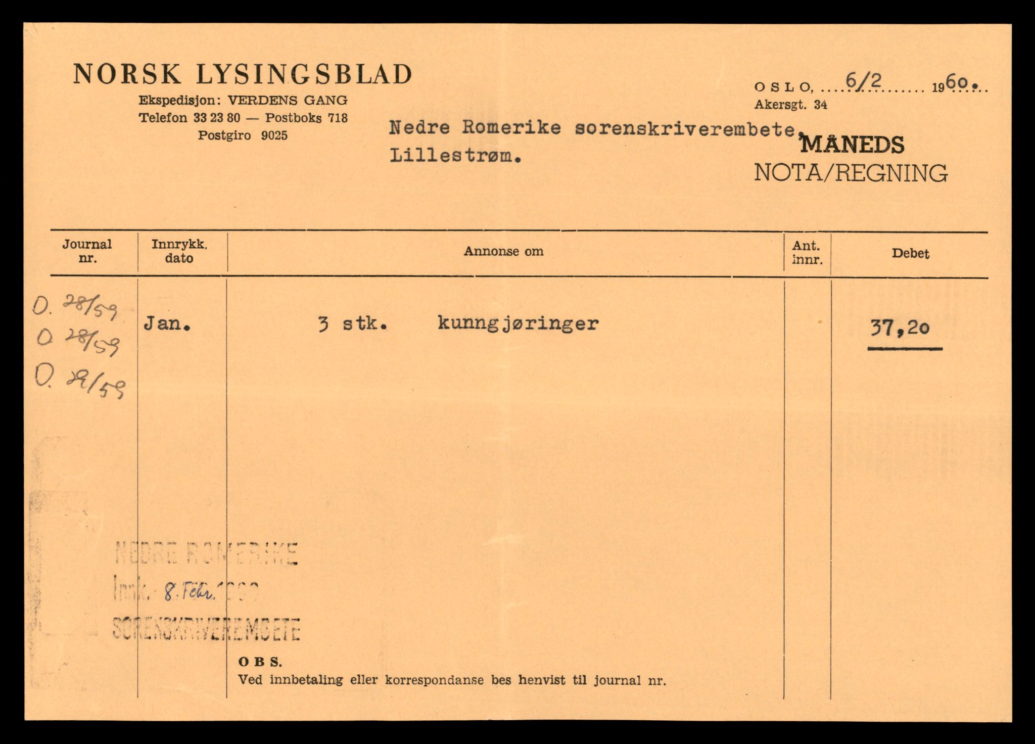 Nedre Romerike sorenskriveri, AV/SAT-A-10469/K/Kd/Kdb/L0008: Firmaanmeldelser, 1959-1961