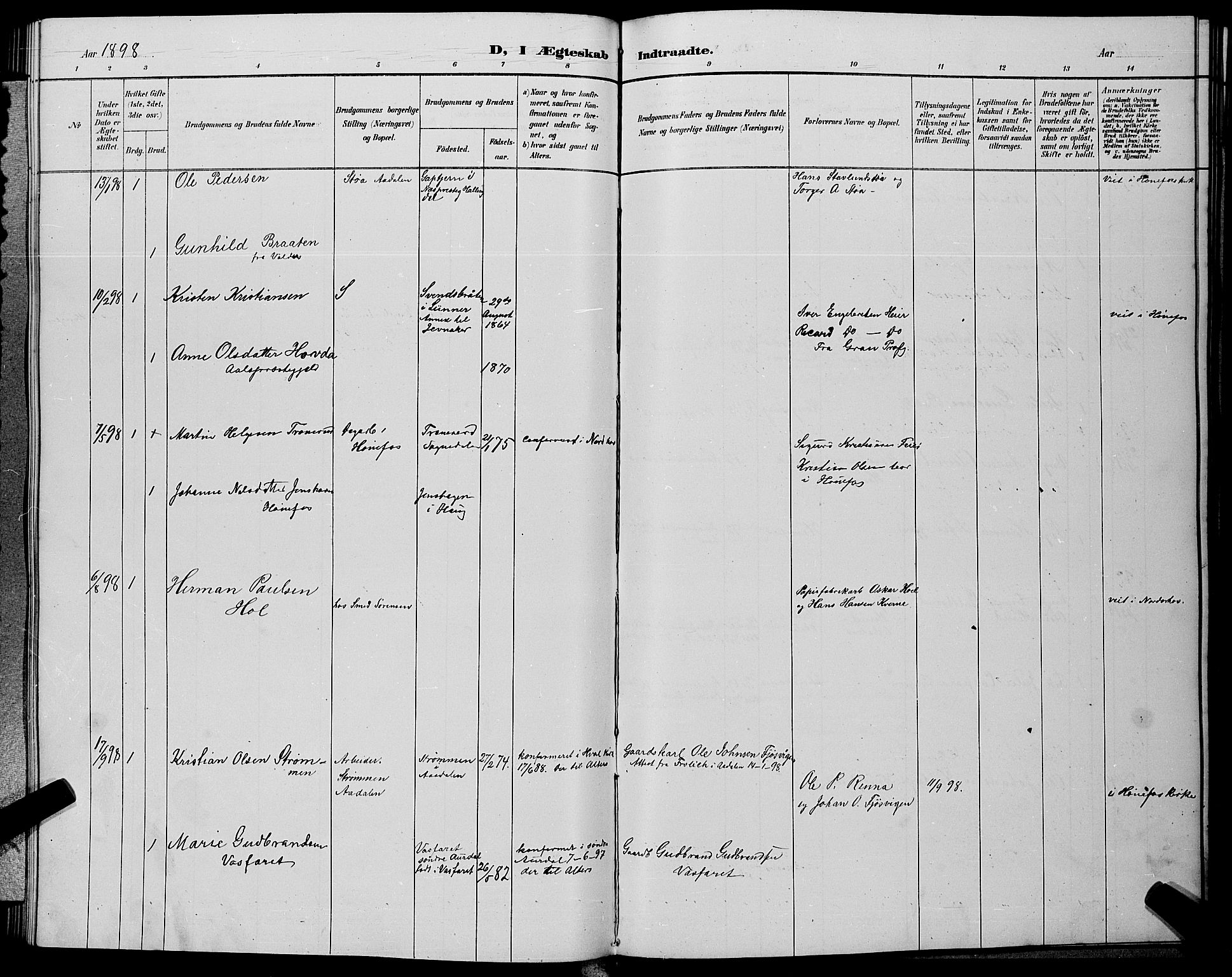 Hønefoss kirkebøker, AV/SAKO-A-609/G/Ga/L0002: Klokkerbok nr. 2, 1888-1904