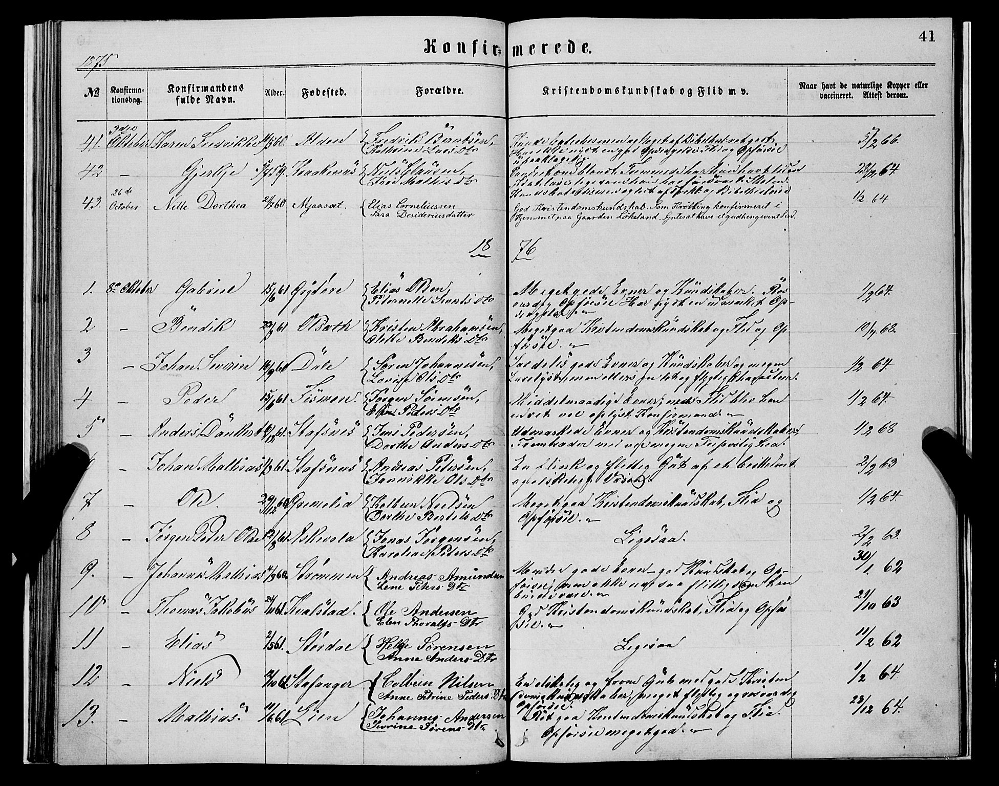 Askvoll sokneprestembete, AV/SAB-A-79501/H/Haa/Haaa/L0013: Ministerialbok nr. A 13, 1865-1878, s. 41